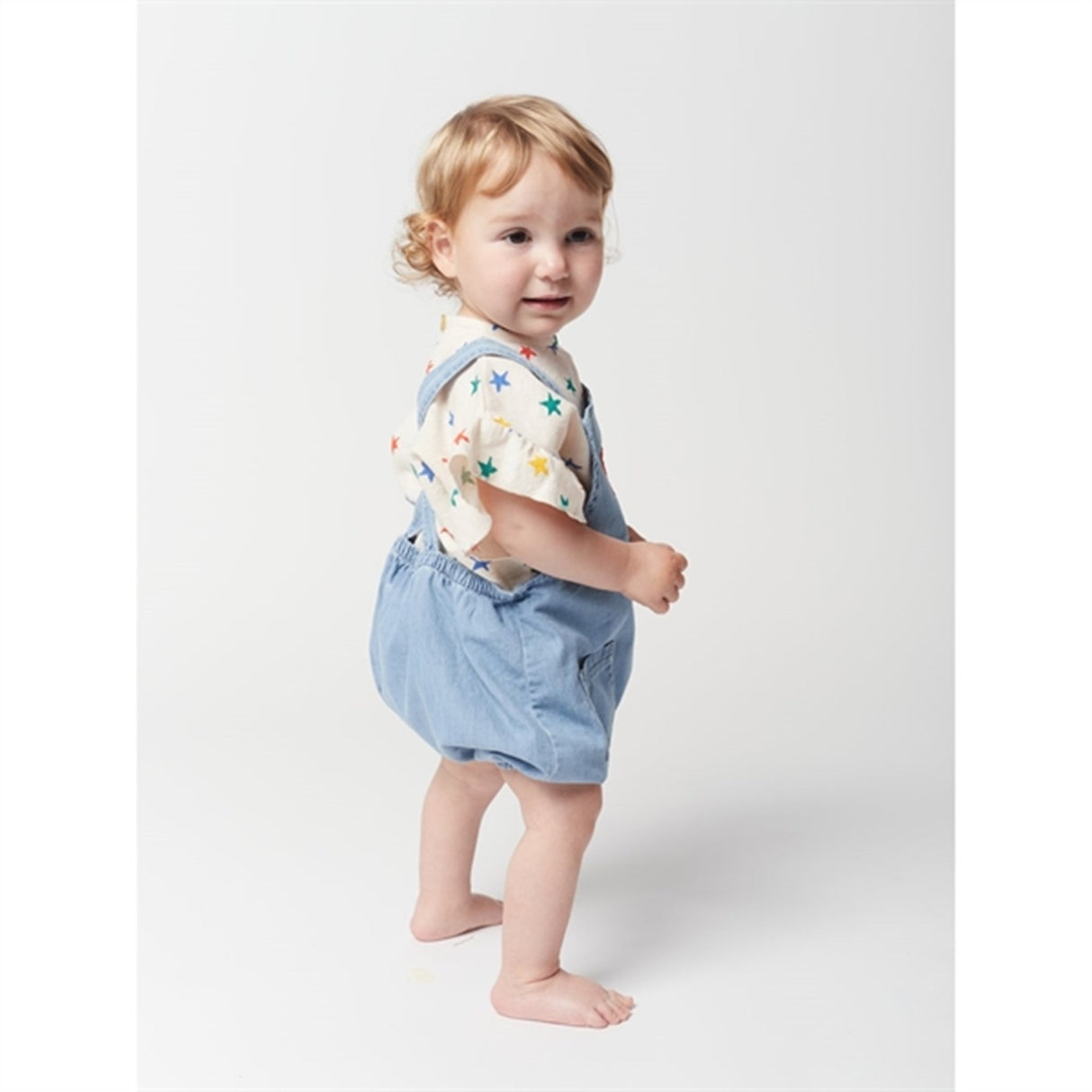 Bobo Choses Offwhite Multicolor Stars All Over Ruffle T-Shirt