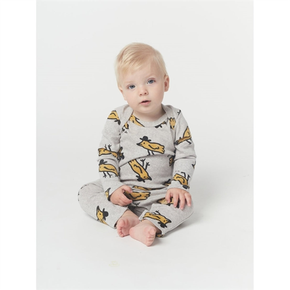 Bobo Choses Light Grey Mr Birdie All Over Overall
