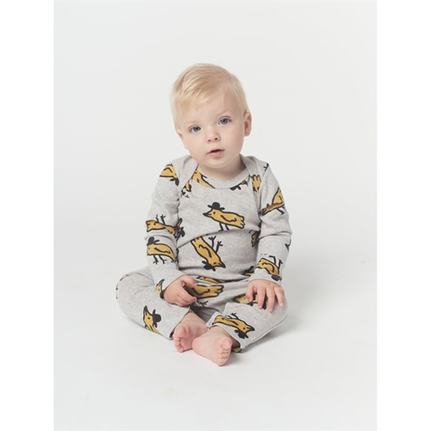 Bobo Choses Light Grey Mr Birdie All Over Overall