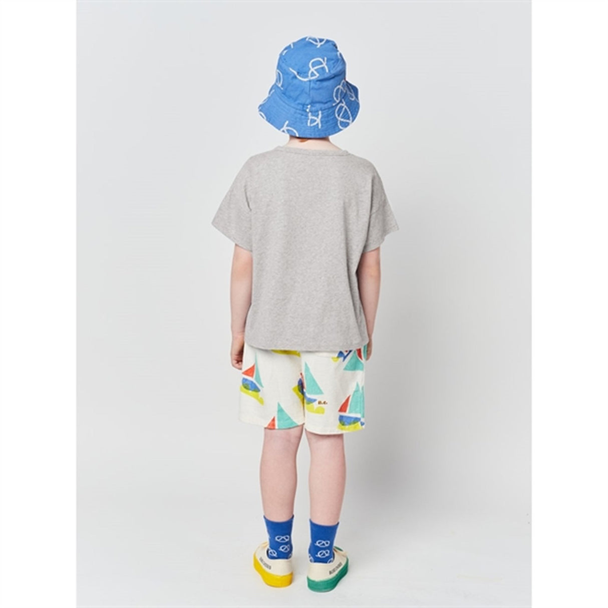 Bobo Choses Light Heather Grey Yellow Squid T-Shirt