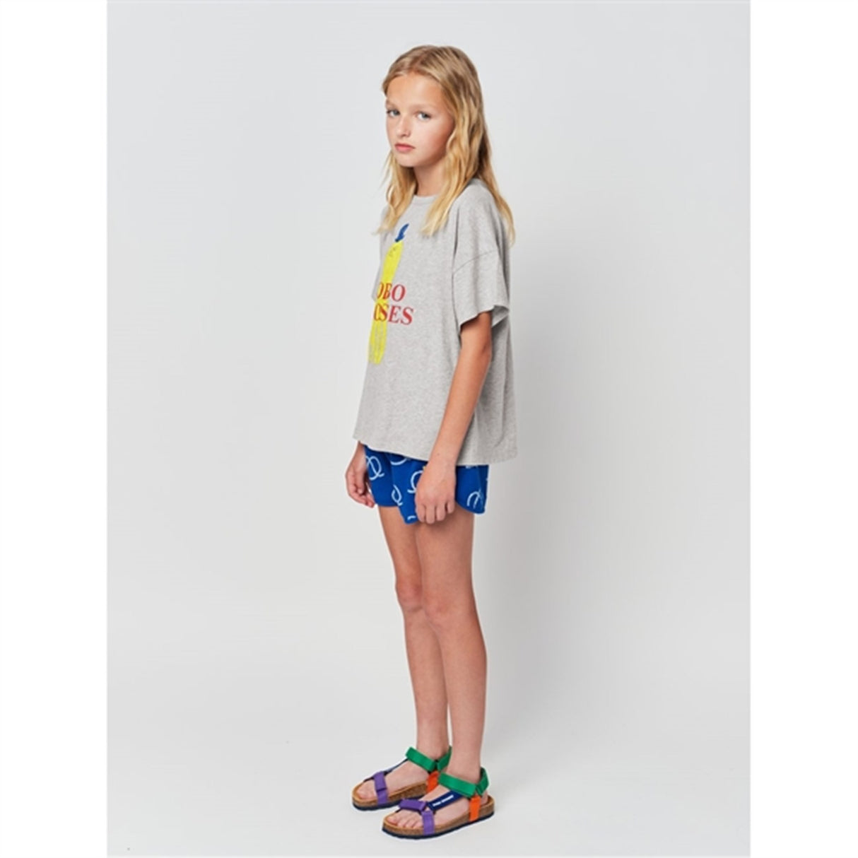 Bobo Choses Light Heather Grey Yellow Squid T-Shirt