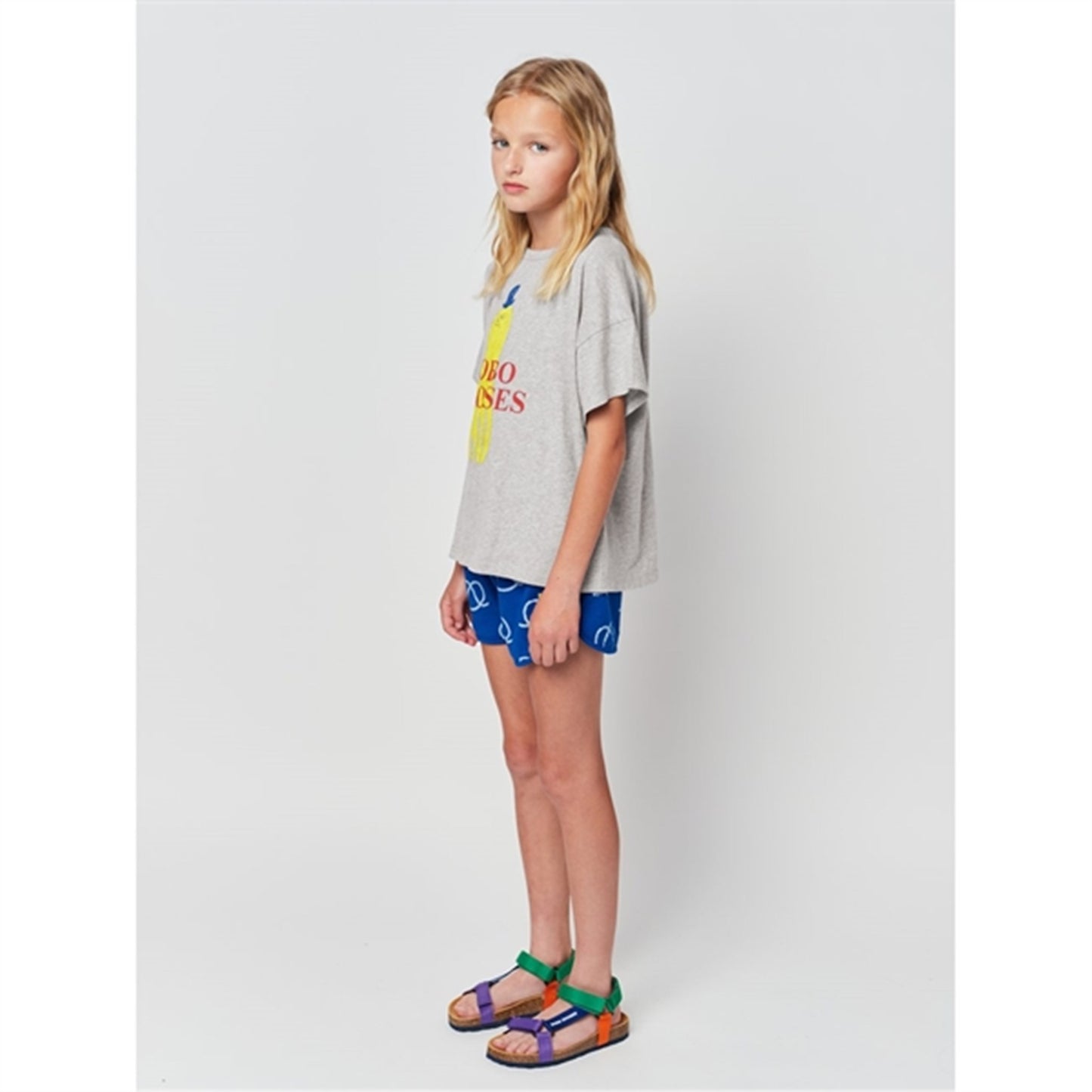 Bobo Choses Light Heather Grey Yellow Squid T-Shirt