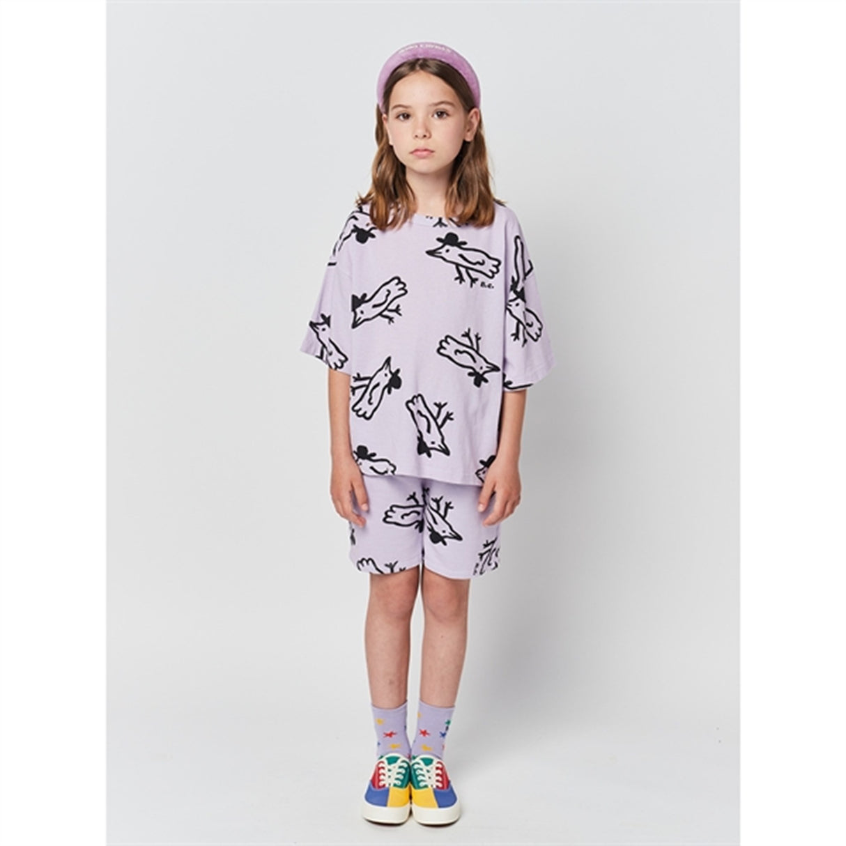 Bobo Choses Lavender Mr Birdie All Over T-Shirt