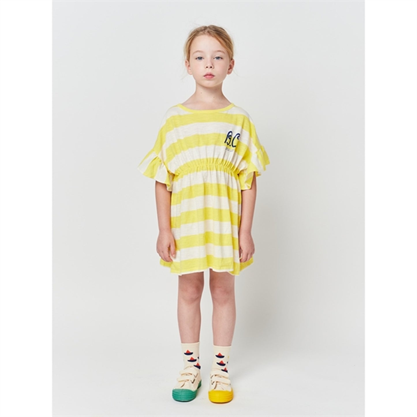 Bobo Choses Yellow Stripes Ruffle Dress