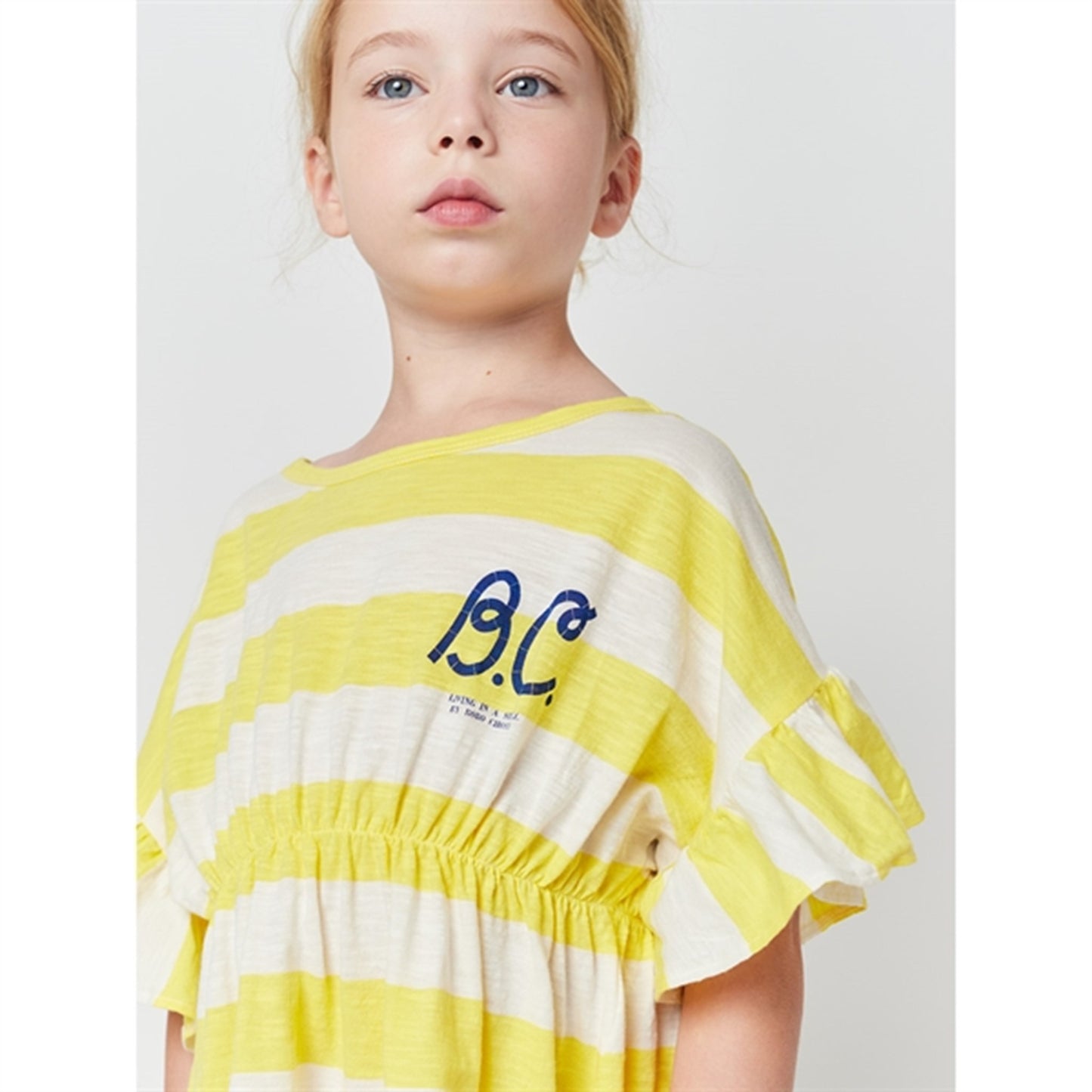 Bobo Choses Yellow Stripes Ruffle Dress