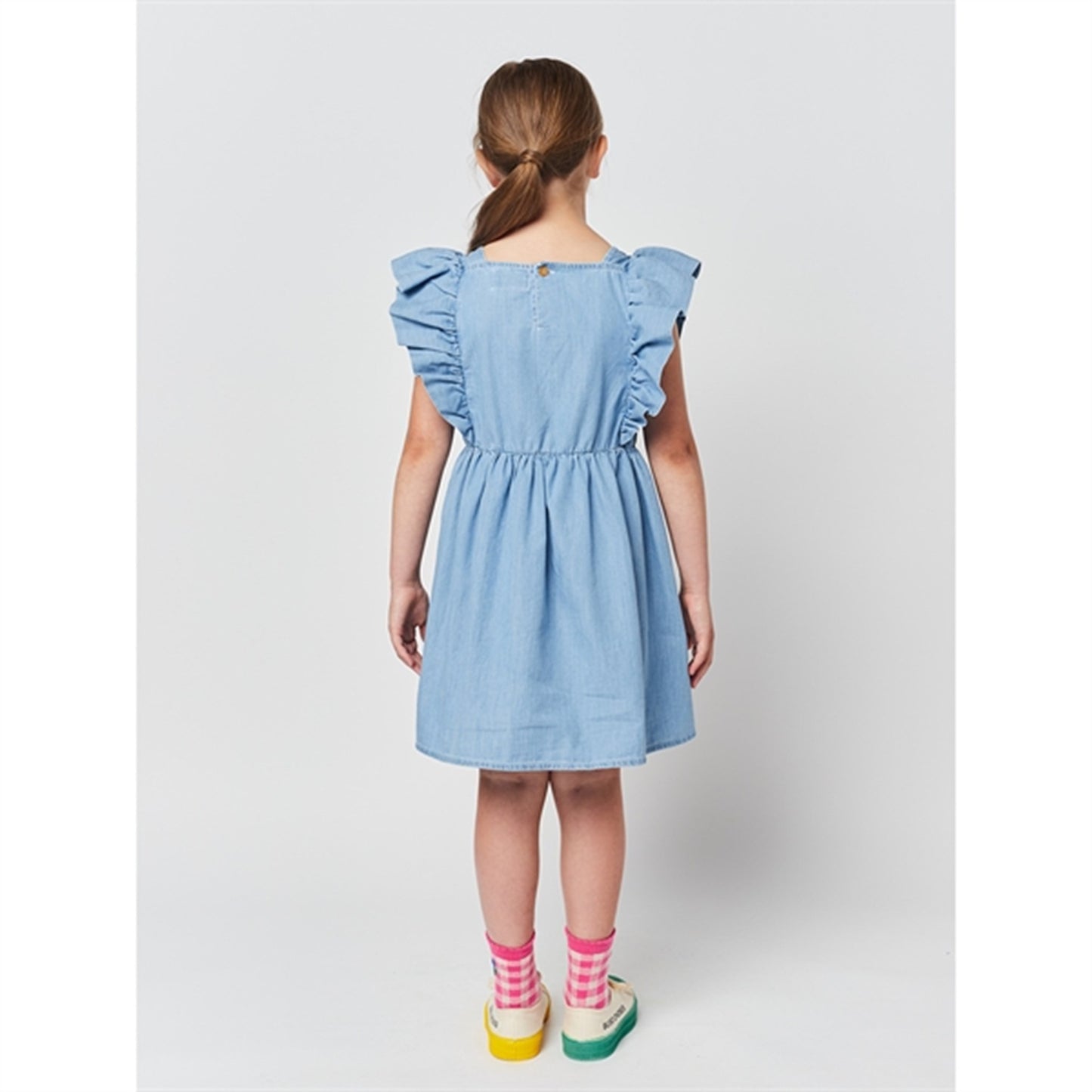 Bobo Choses Light Blue Pelican Denim Ruffle Dress
