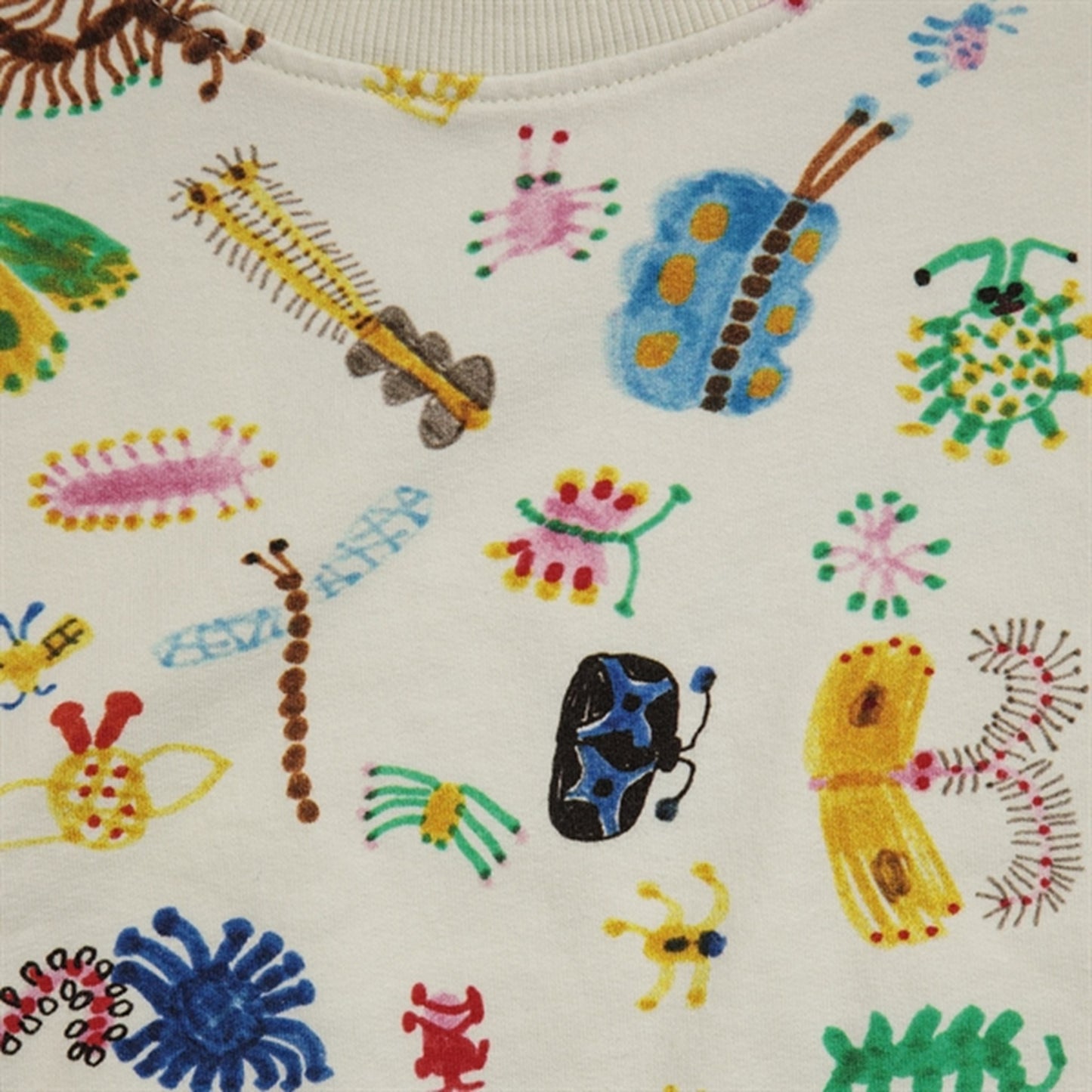 Bobo Choses Baby Funny Insects All Over Sweatshirt Round Neck Offwhite
