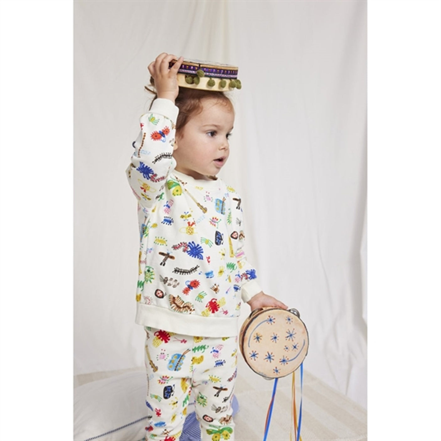 Bobo Choses Baby Funny Insects All Over Sweatshirt Round Neck Offwhite