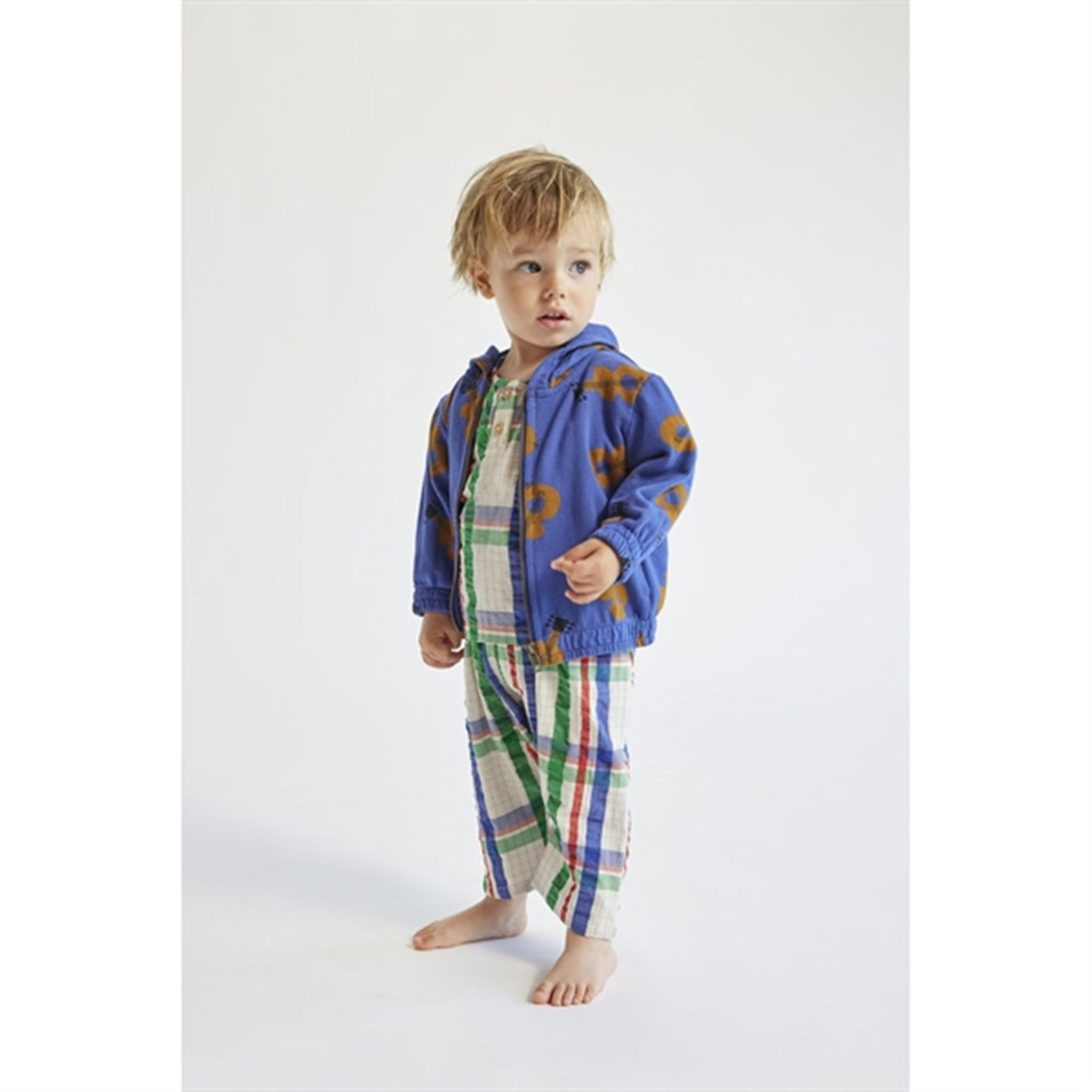 Bobo Choses Baby Acoustic Guitar All Over Zipped Hoodie Navy Blue