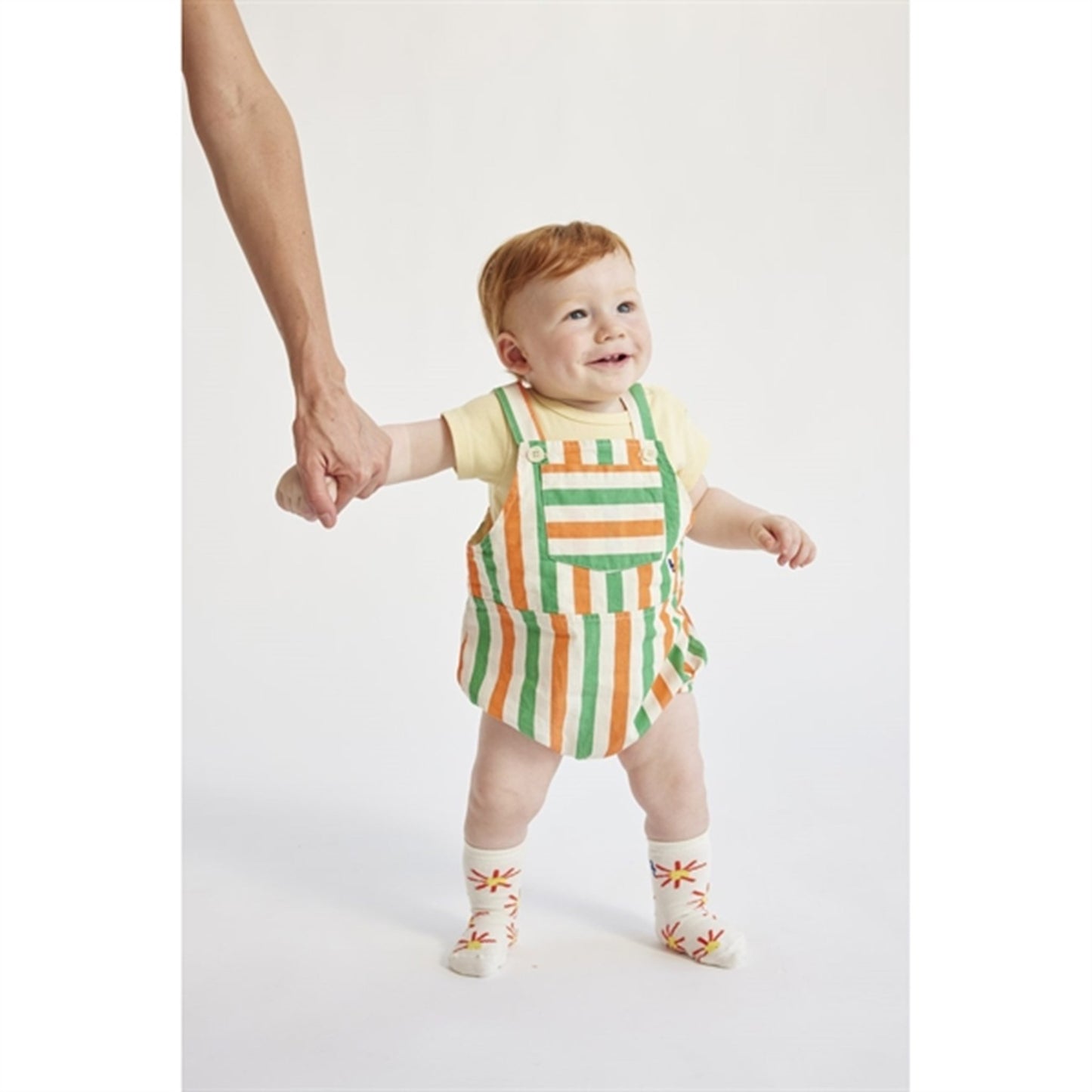 Bobo Choses Baby Vertical Stripes Woven Romper Offwhite