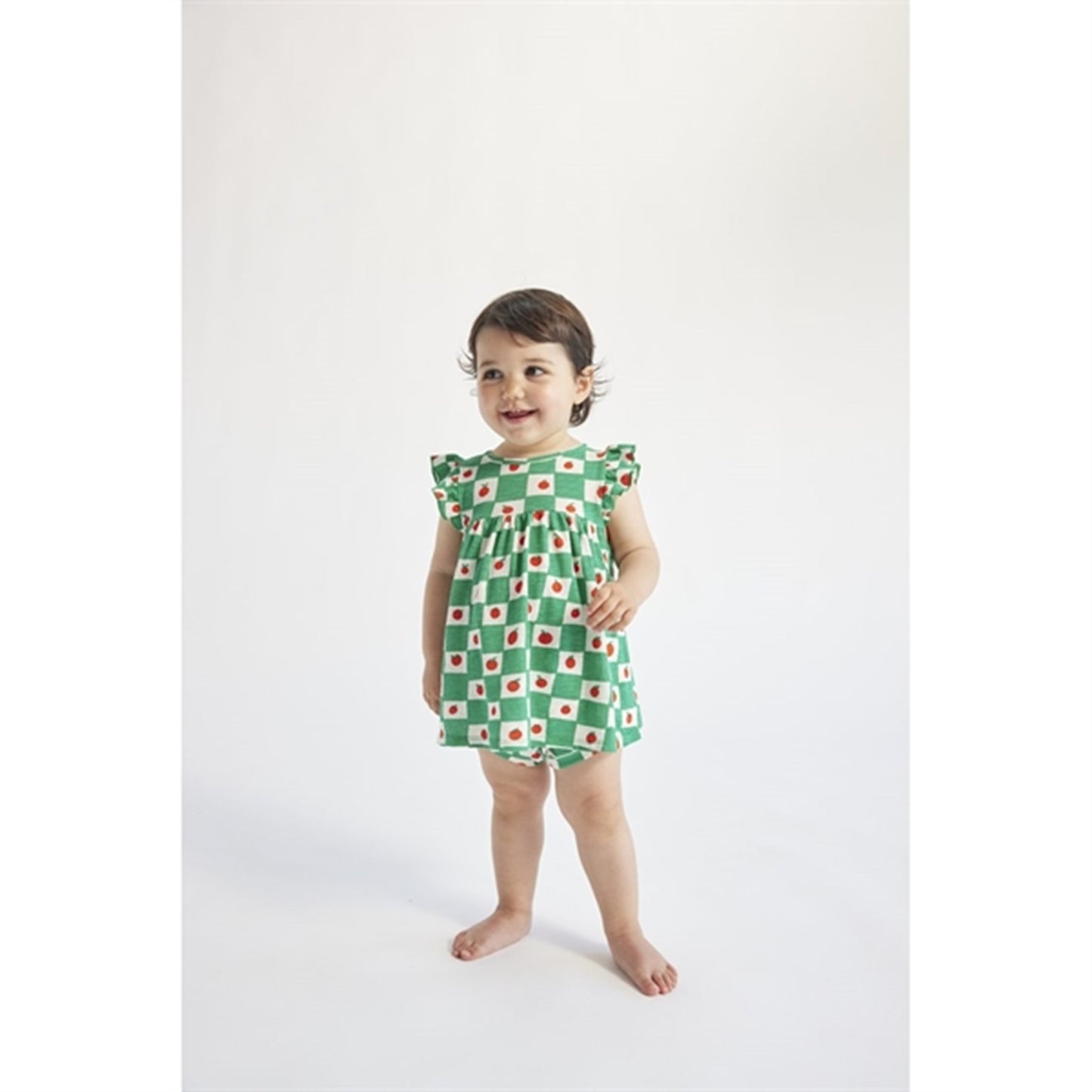 Bobo Choses Baby Tomato All Over Ruffle Dress Sleeveless Offwhite