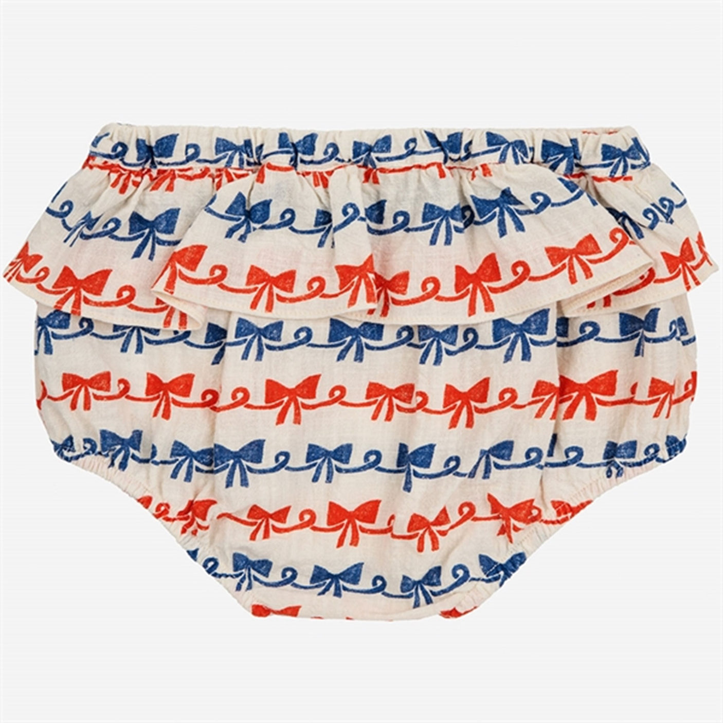 Bobo Choses Baby Ribbon Bow All Over Ruffle Woven Bloomer Offwhite
