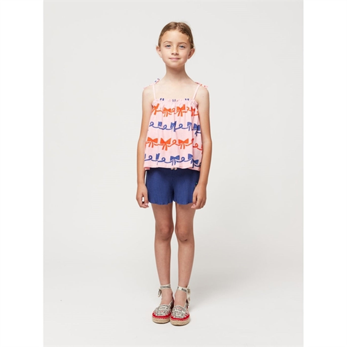 Bobo Choses Ribbon Bow All Over Woven Tank Top Pink
