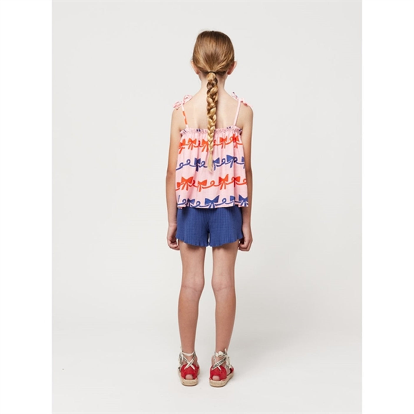 Bobo Choses Ribbon Bow All Over Woven Tank Top Pink
