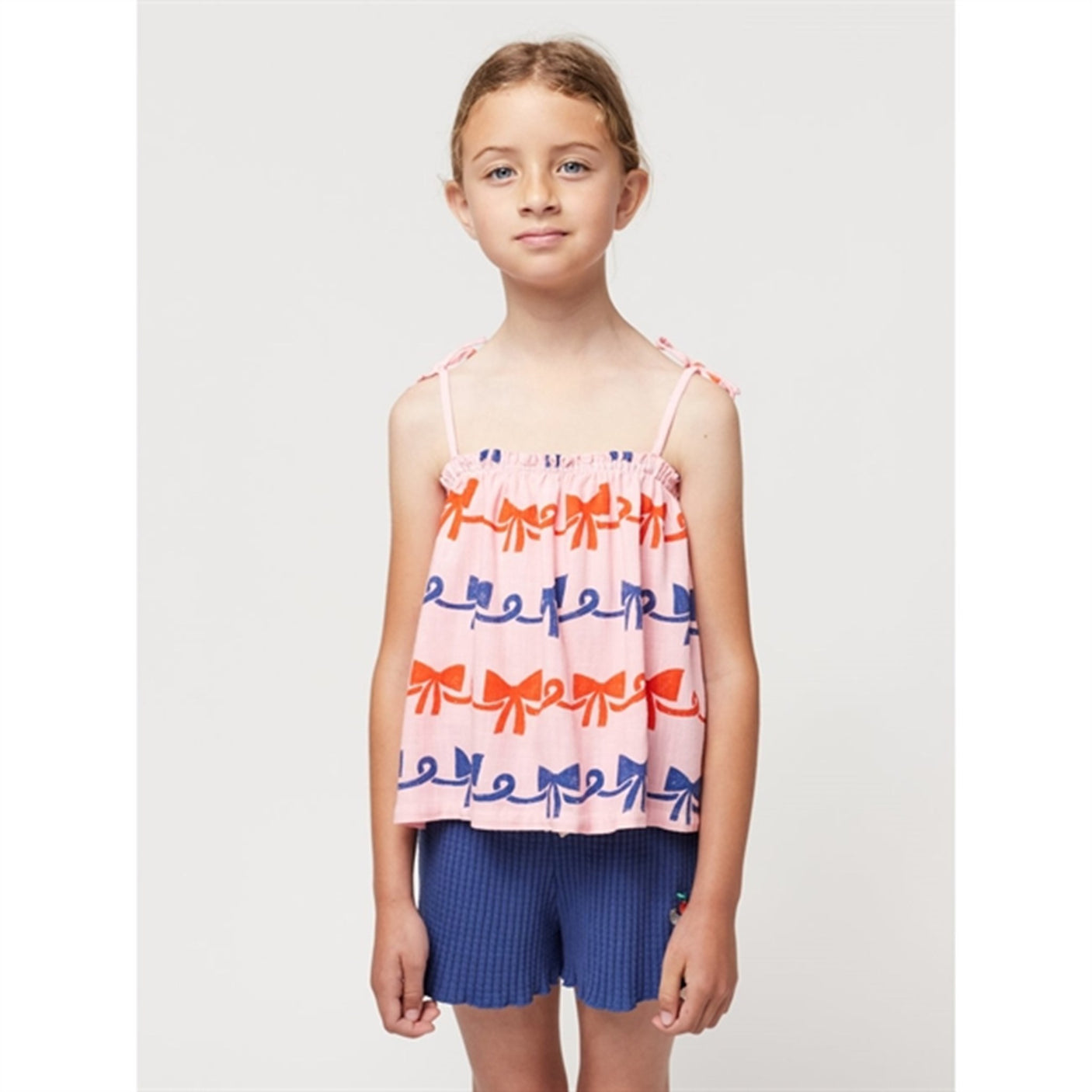 Bobo Choses Ribbon Bow All Over Woven Tank Top Pink