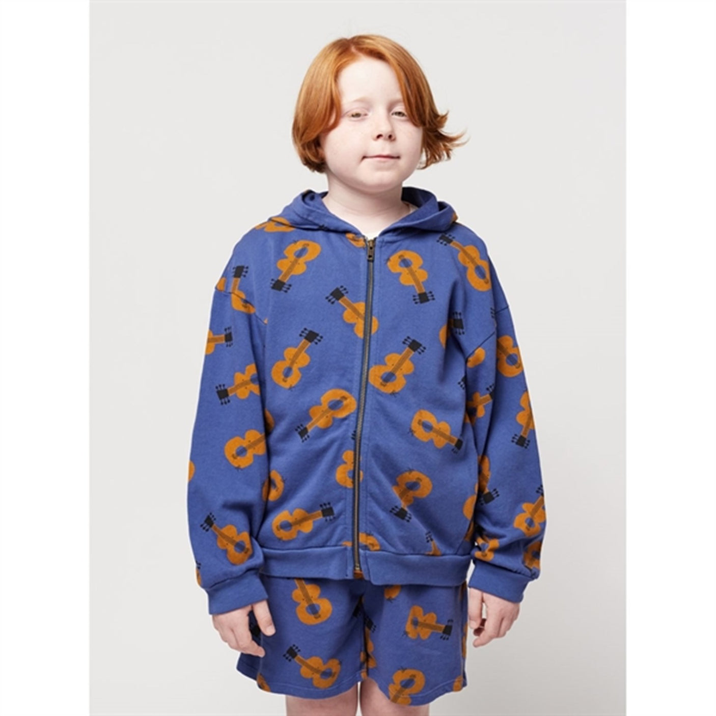 Bobo Choses Acoustic Guitar All Over Zipped Hoodie Navy Blue