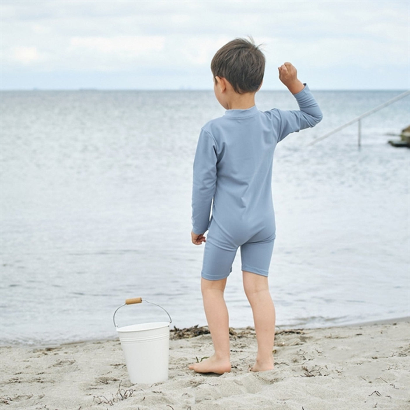 Petit Crabe Petrol Combi Onesie with Zipper