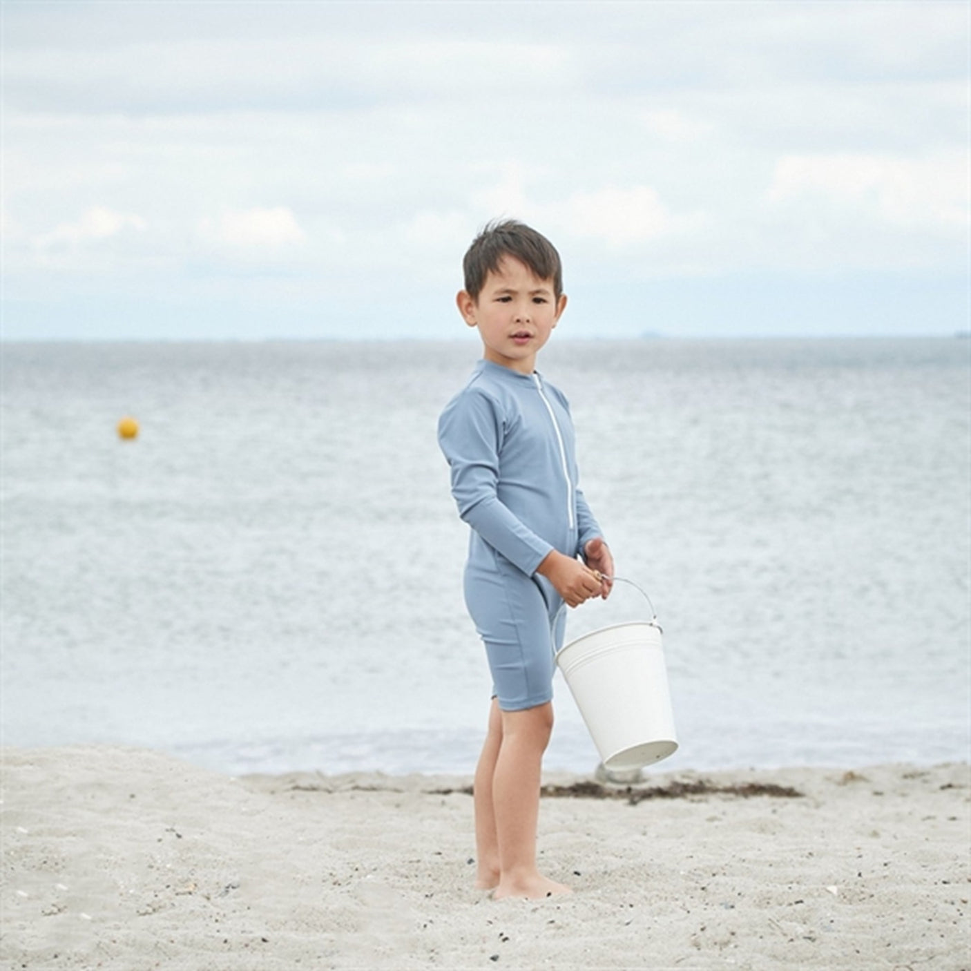 Petit Crabe Petrol Combi Onesie with Zipper