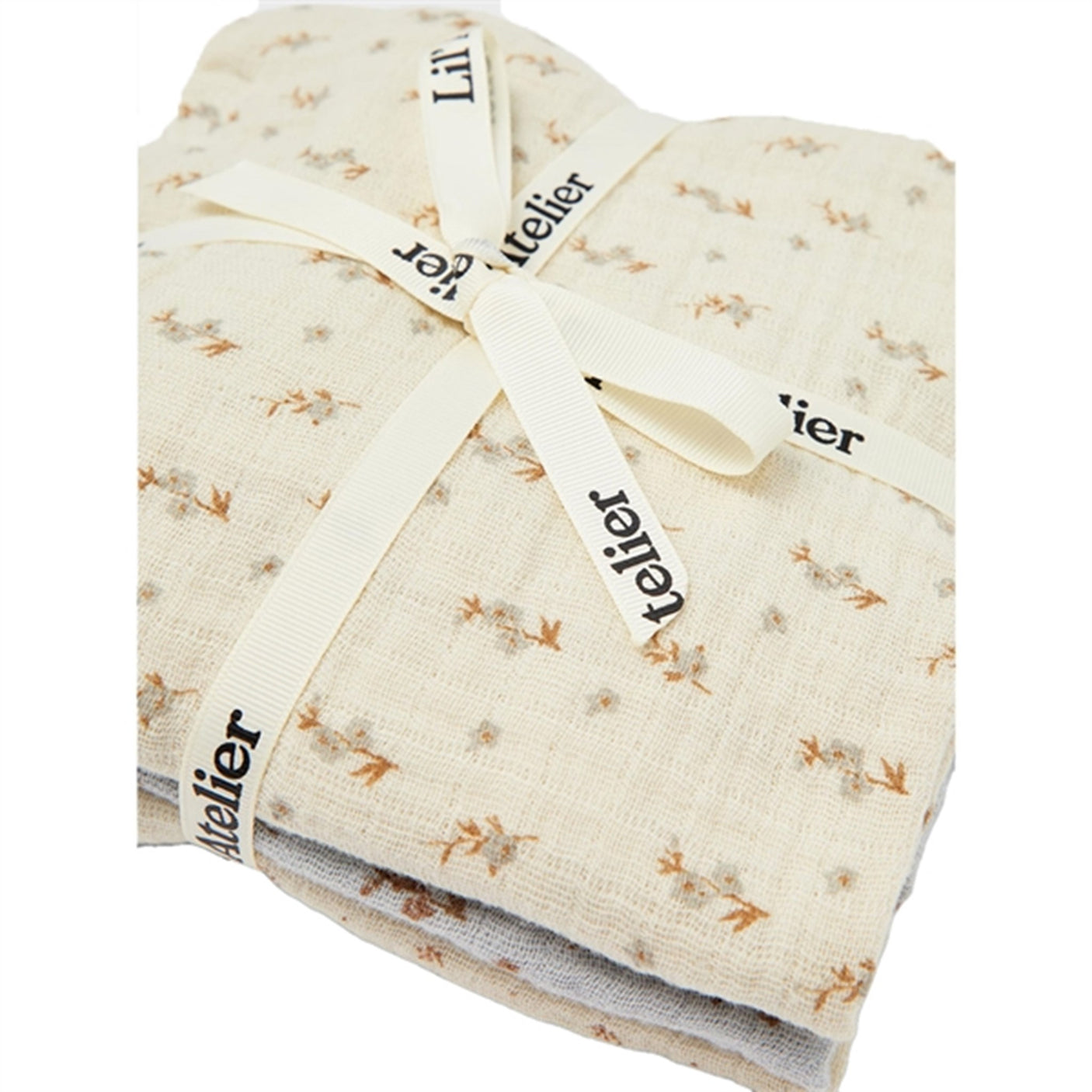 Lil'Atelier Turtledove Isley Muslin Cloths AOP 3-pack