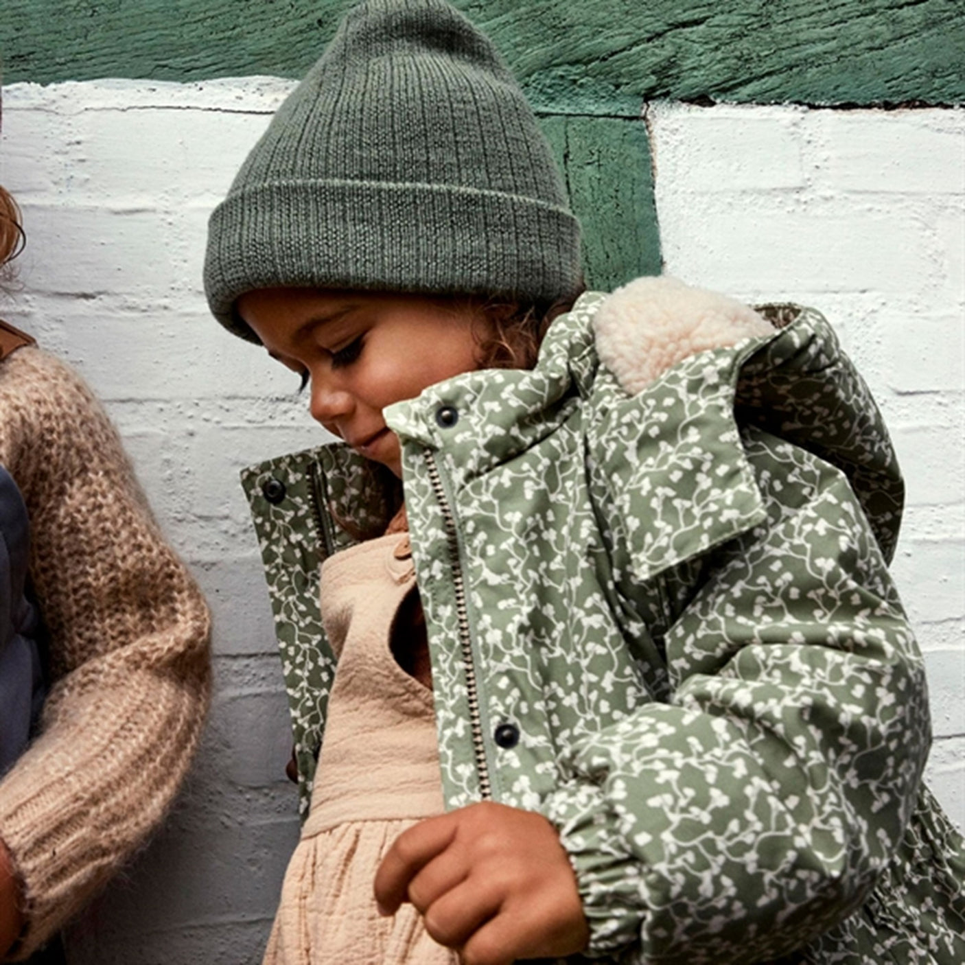 Lil'Atelier Oil Green Gudruna Padded Jacket AOP