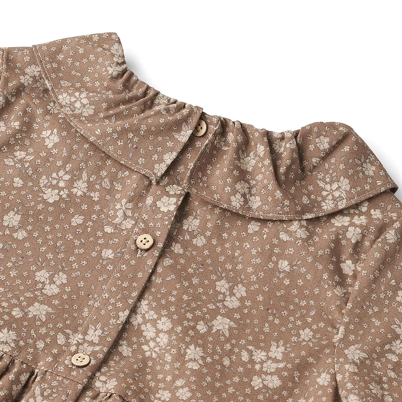Wheat Cocoa Brown Flowers Violetta Dress
