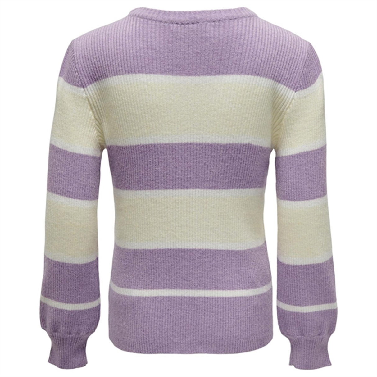 Kids ONLY Crocus Petal Whitecap Gray/Cloud Dancer Katia-Fia Strip O-Neck Knit