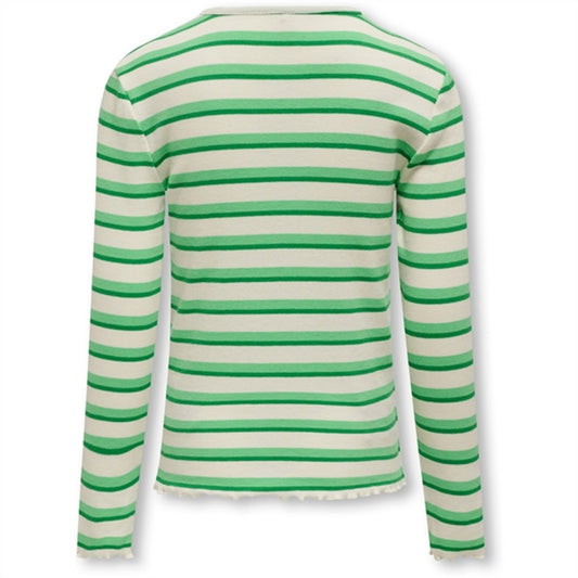 Kids ONLY Cloud Dancer Green Bee Stripes Evig Rib Blouse