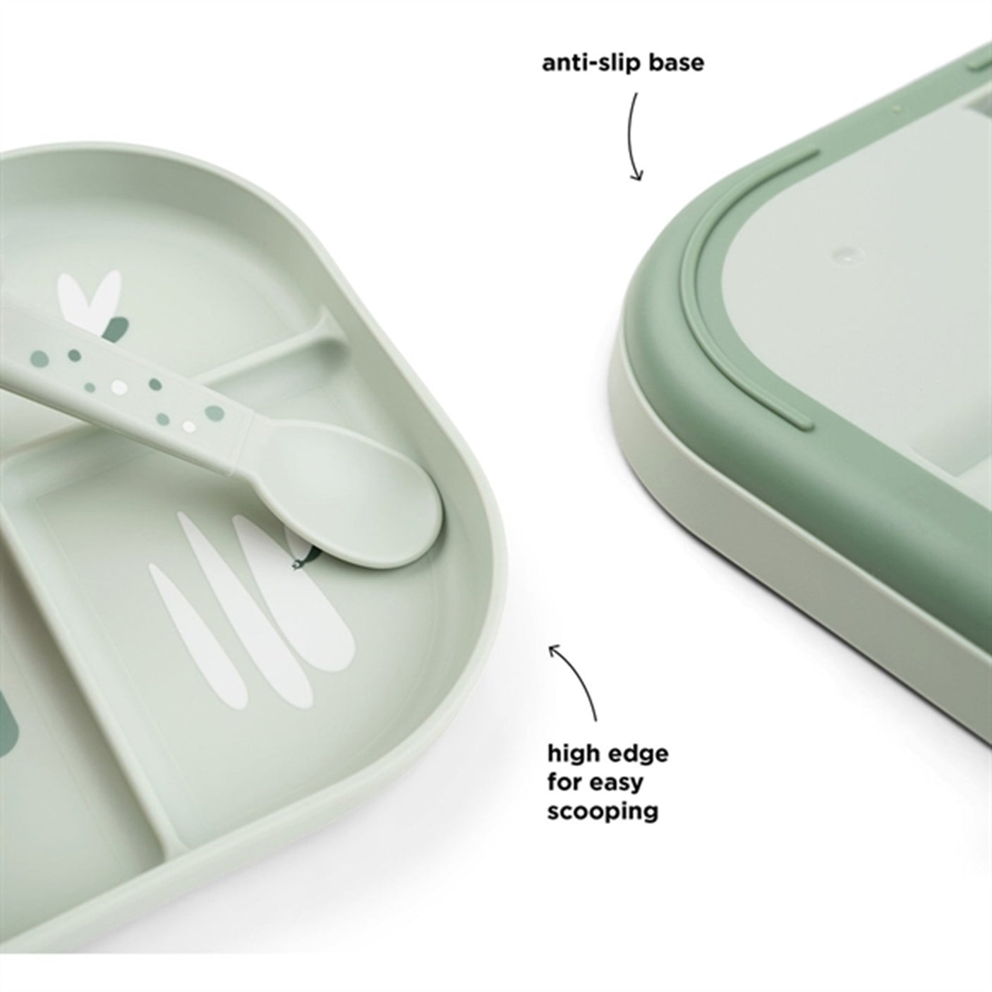 Done by Deer Foodie Divided Plate Croco Green