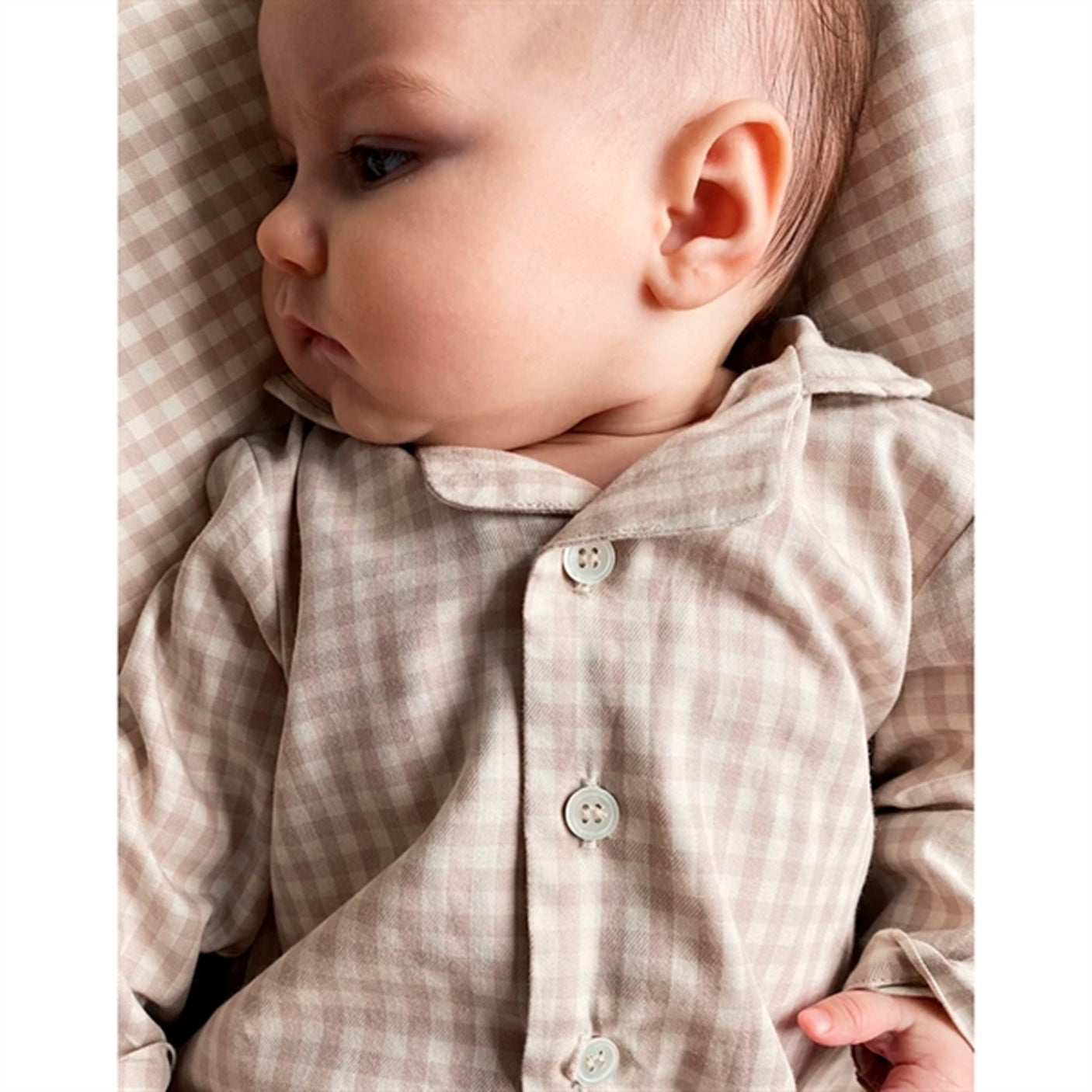 lalaby Beige Gingham Classic PJ Suit
