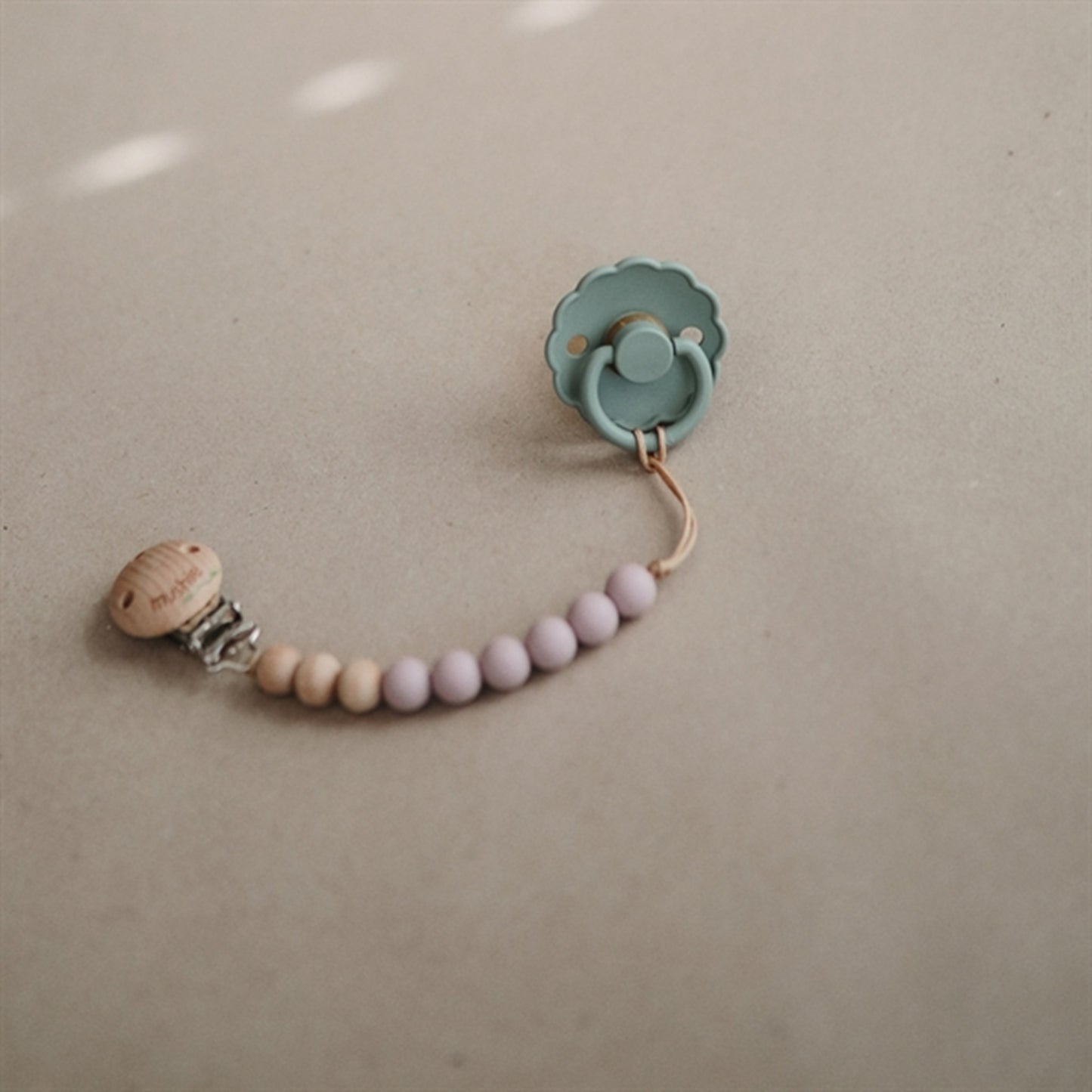 Mushie Pacifier Clips Eva Blush
