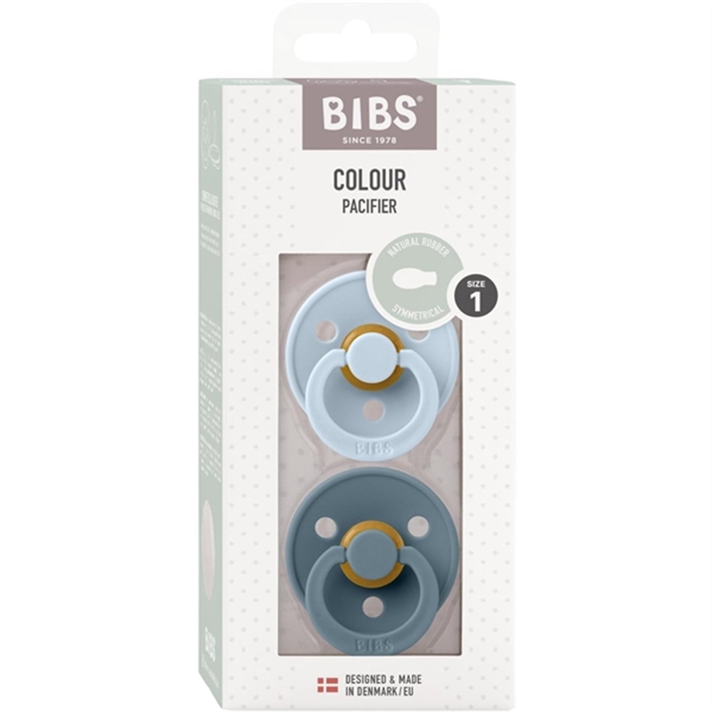 Bibs Colour Latex Symmetrical Pacifier 2-pack Baby Blue/Petrol