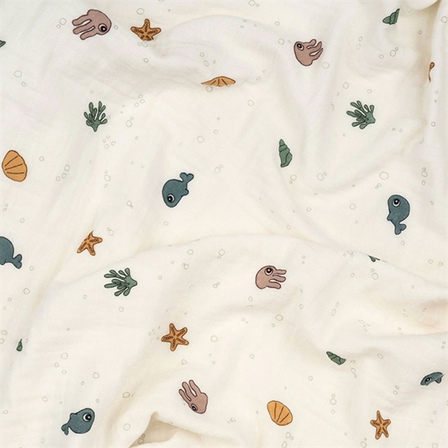Done by Deer Waffle Blanket GOTS Sea Friends Beige