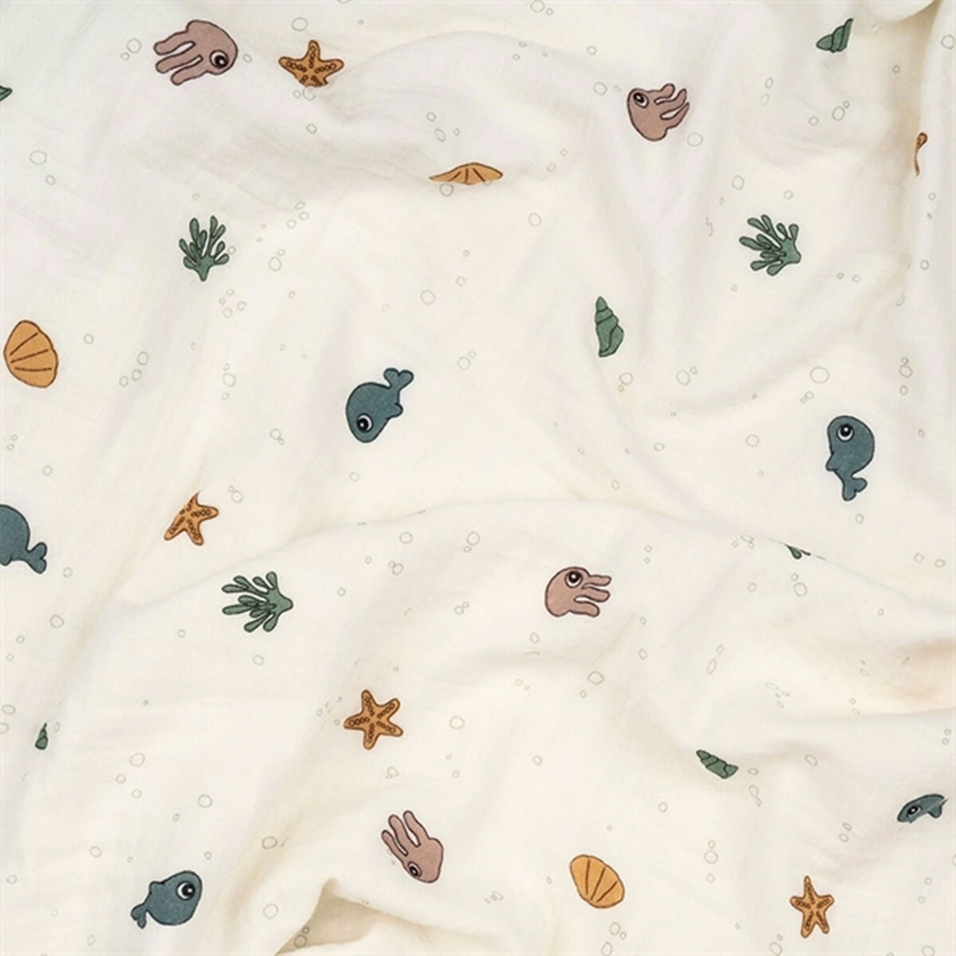 Done by Deer Waffle Blanket GOTS Sea Friends Beige