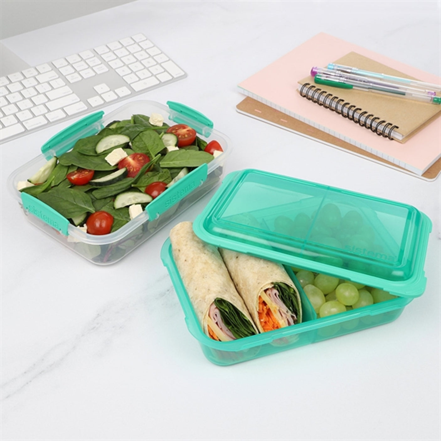 Sistema To Go Lunch Stack Rectangle Lunch Box 1,8 L Minty Teal