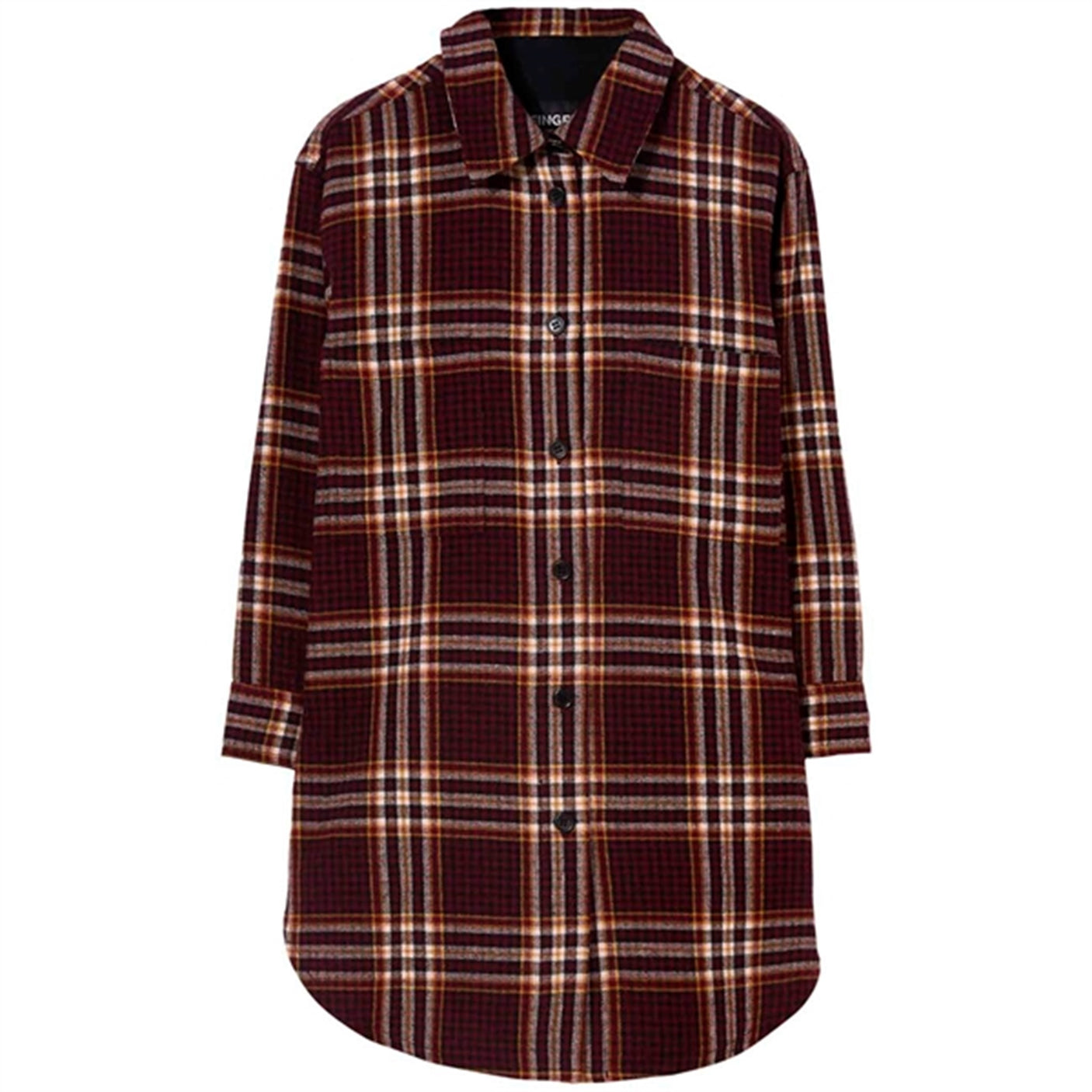 Finger In The Nose Chloe Burgundy Checkers Shirt Dress