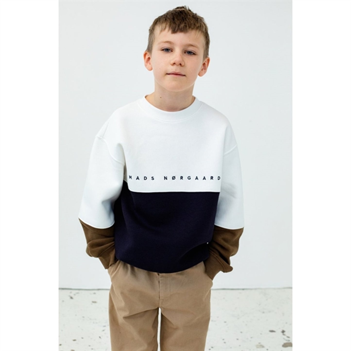 Mads Nørgaard Standard Sonar Block Sweatshirt Deep Well/Marshmallow/Cup