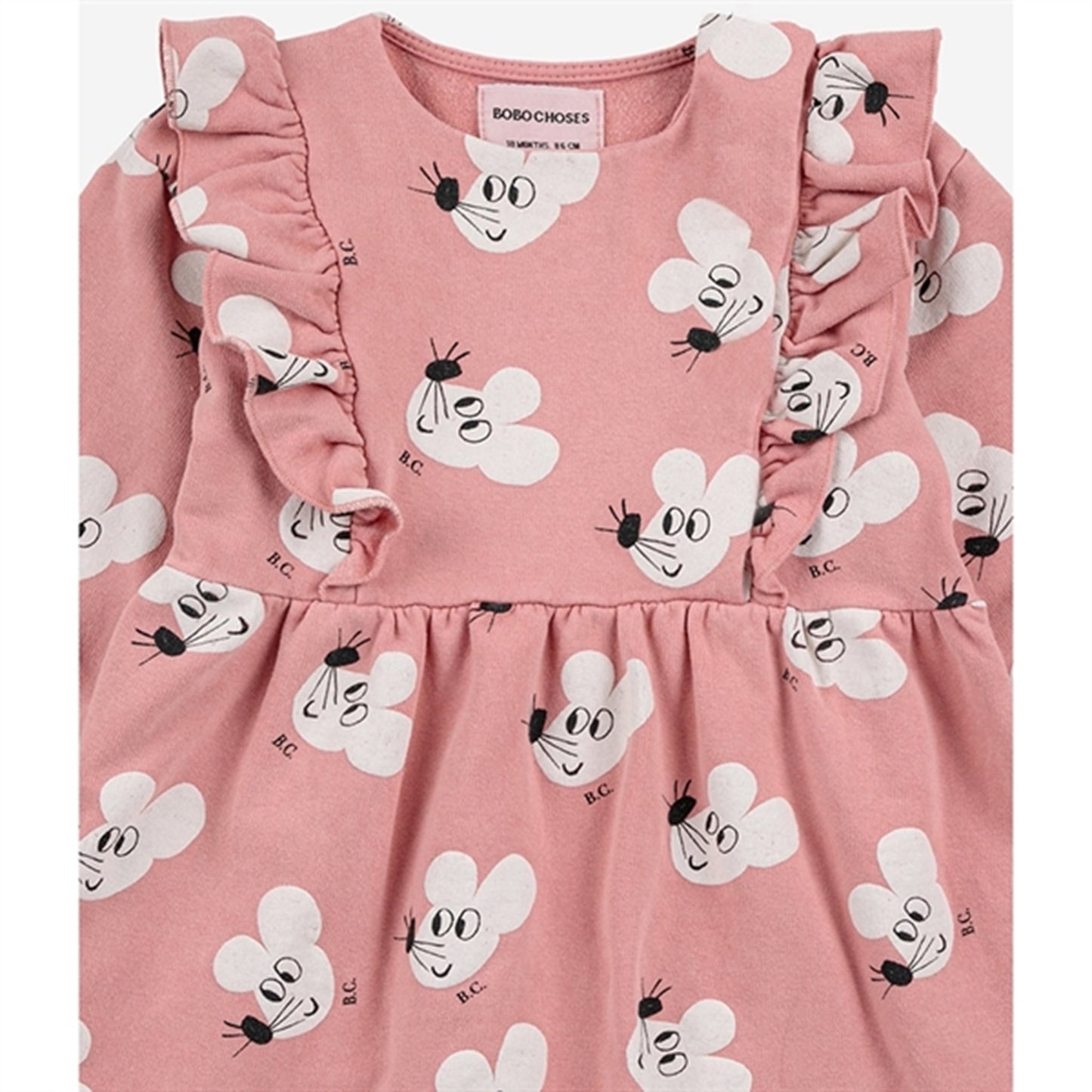 Bobo Choses Salmon Pink Mouse Dress AOP