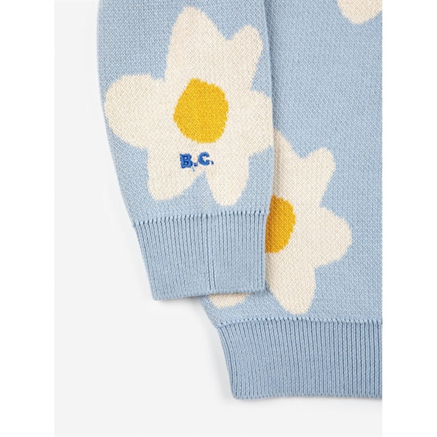 Bobo Choses Light Blue Big Flower Knit Blouse AOP