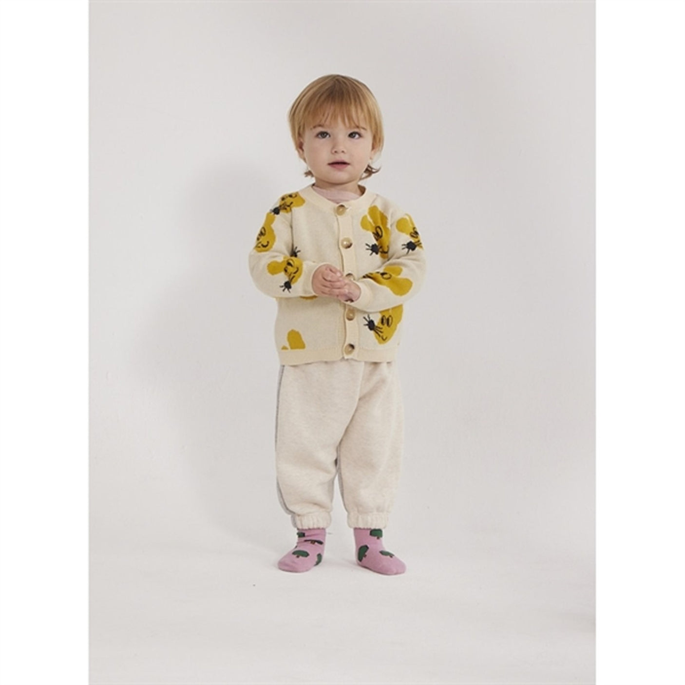 Bobo Choses Beige Mouse Cardigan AOP
