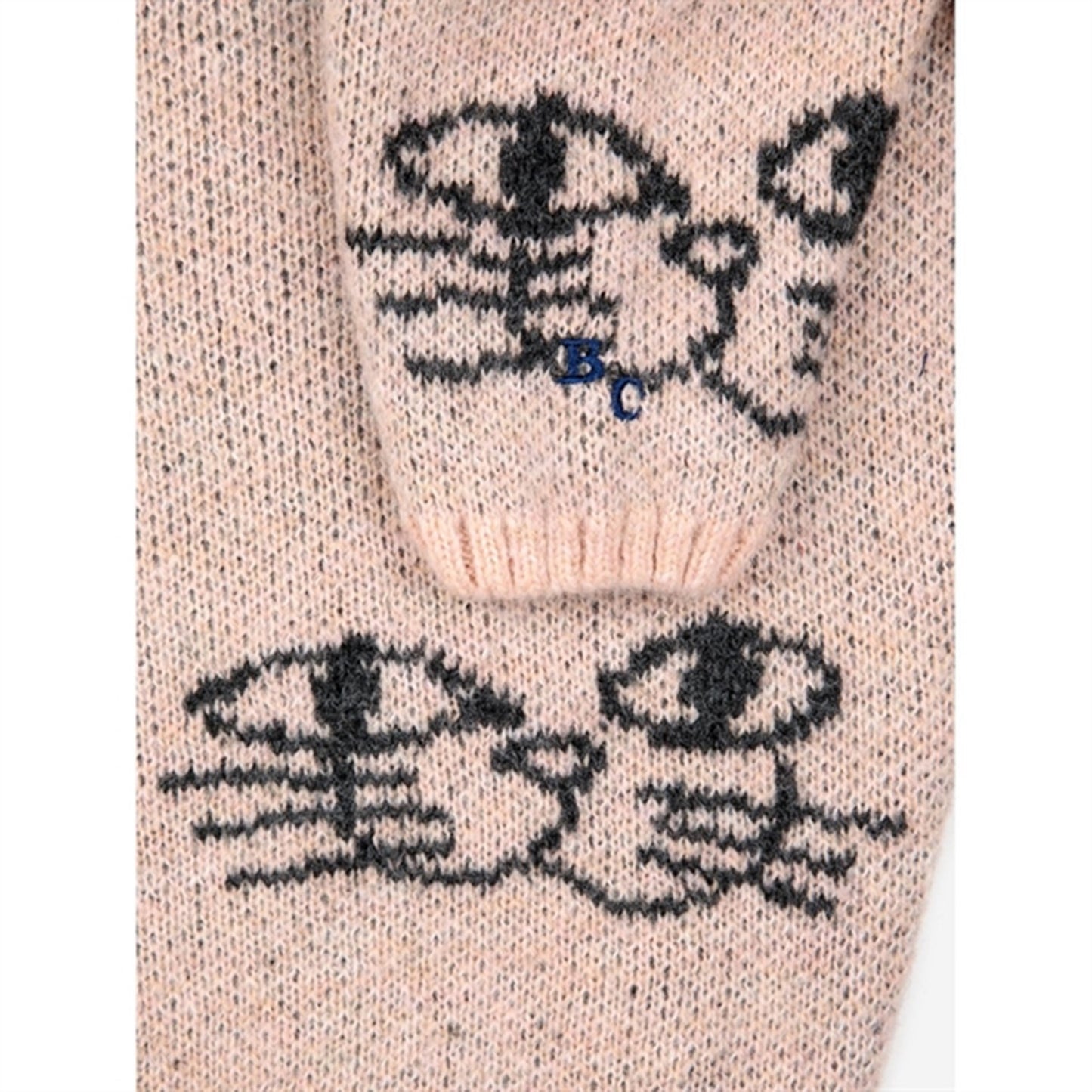 Bobo Choses Light Pink Smiling Cat Jacquard Knit Blouse AOP