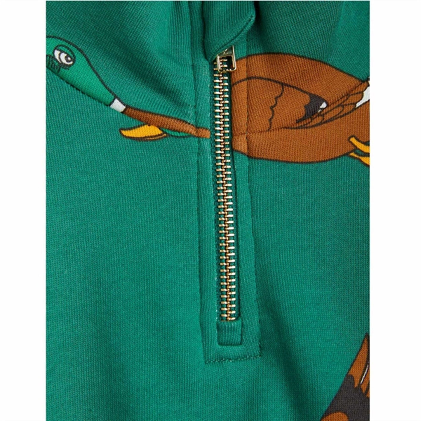 Mini Rodini Ducks Aop Halfzip Sweatshirt Green 2
