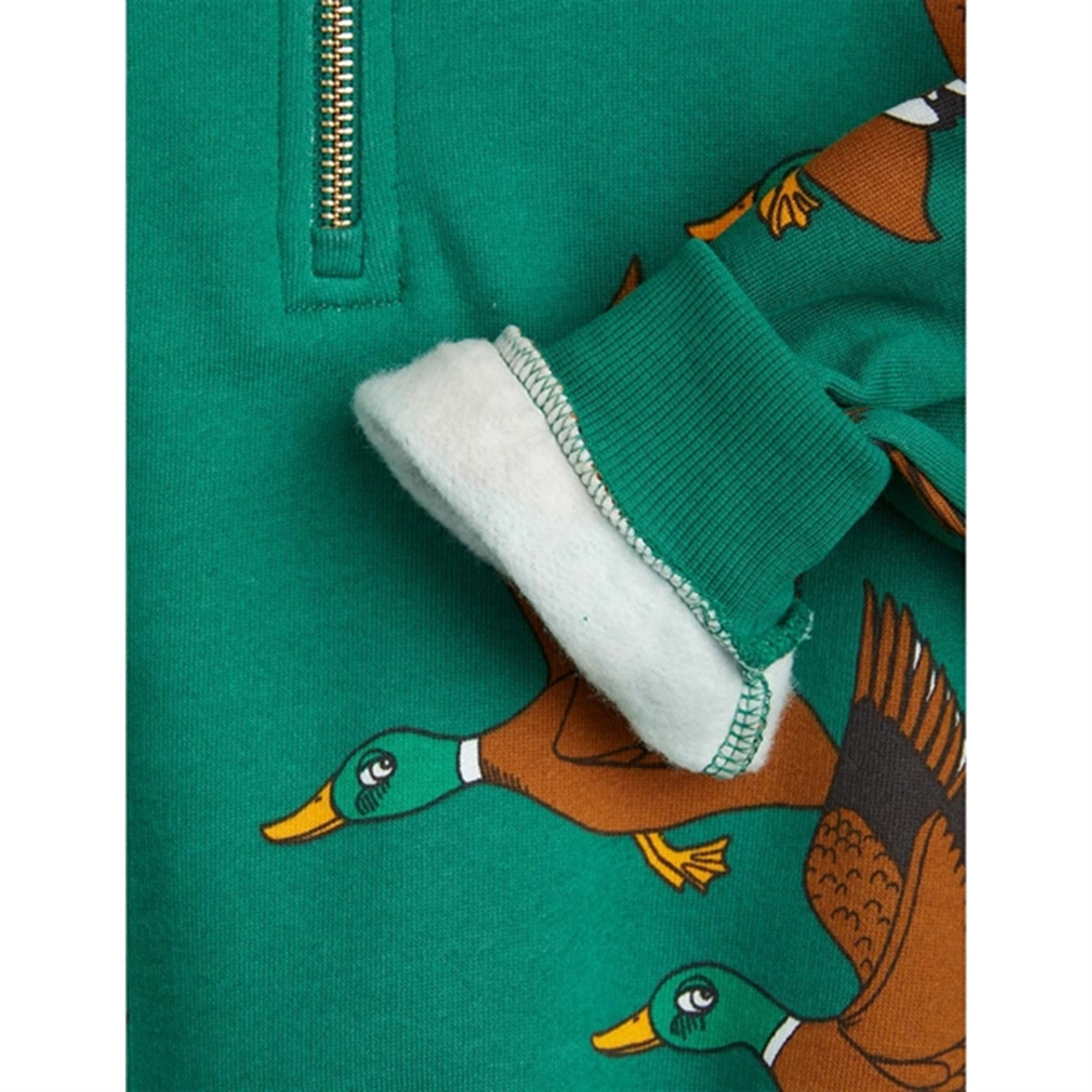 Mini Rodini Ducks Aop Halfzip Sweatshirt Green 3