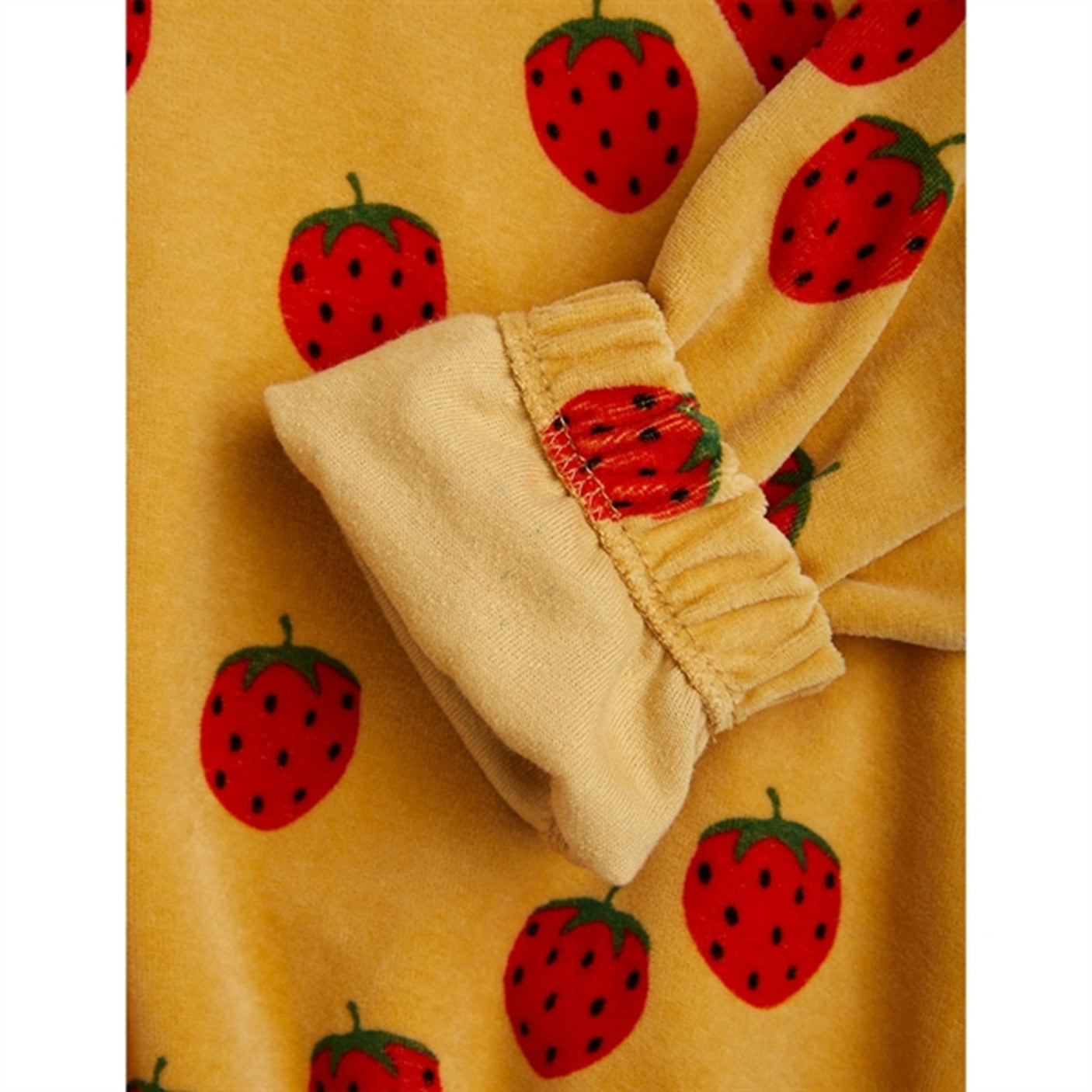 Mini Rodini Beige Strawberries Velour Aop Sweatshirt