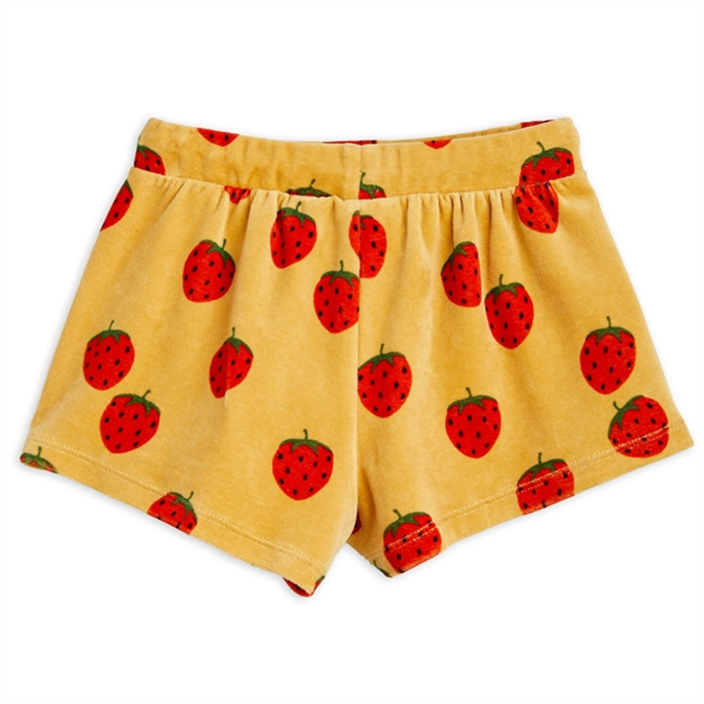 Mini Rodini Beige Strawberries Velour Aop Shorts