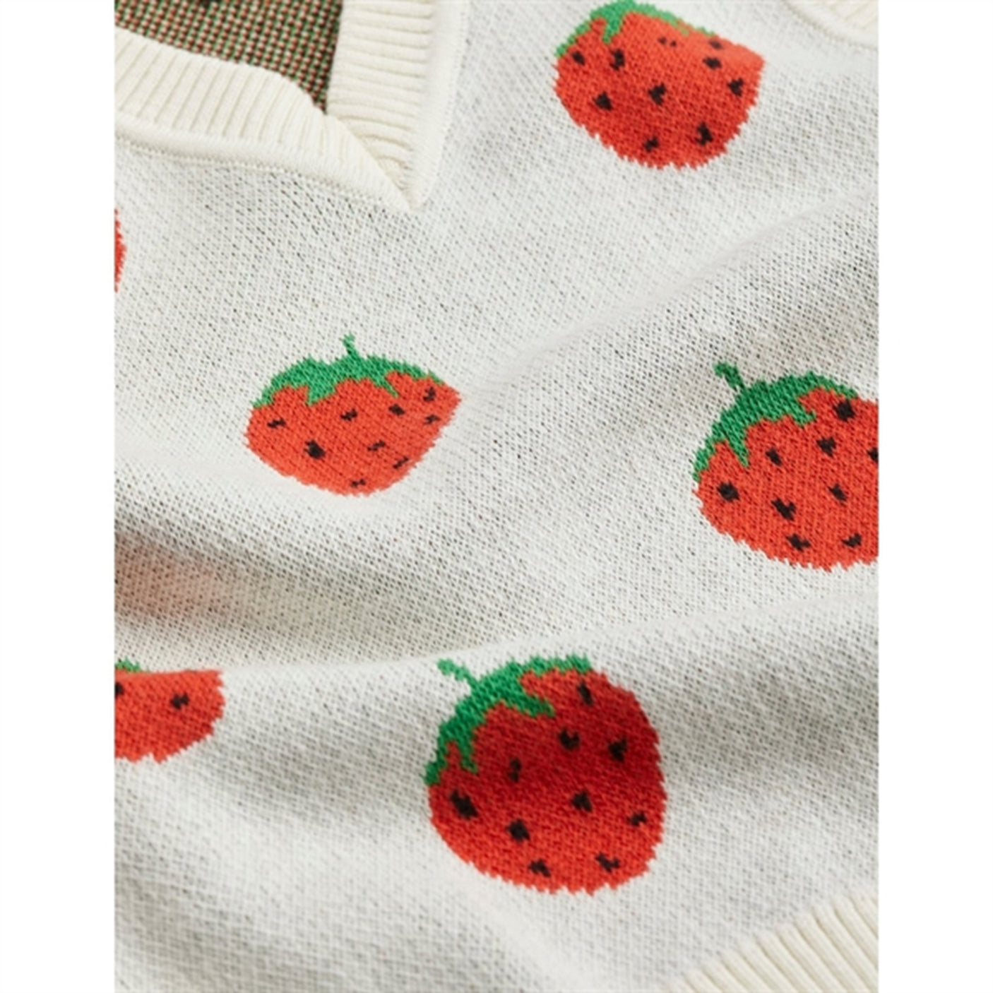 Mini Rodini Strawberries Slipover Vest Offwhite