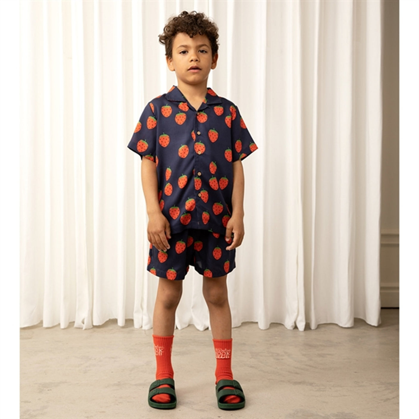 Mini Rodini Strawberries Aop Woven Shorts Blue