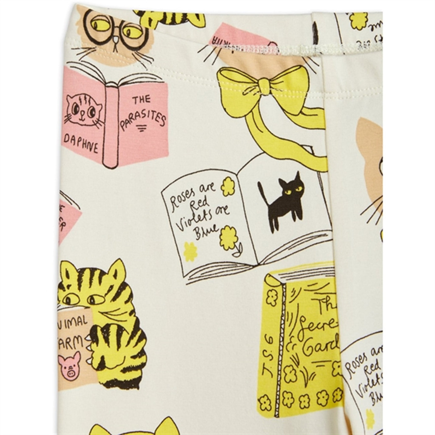 Mini Rodini Cats Aop Leggings Offwhite