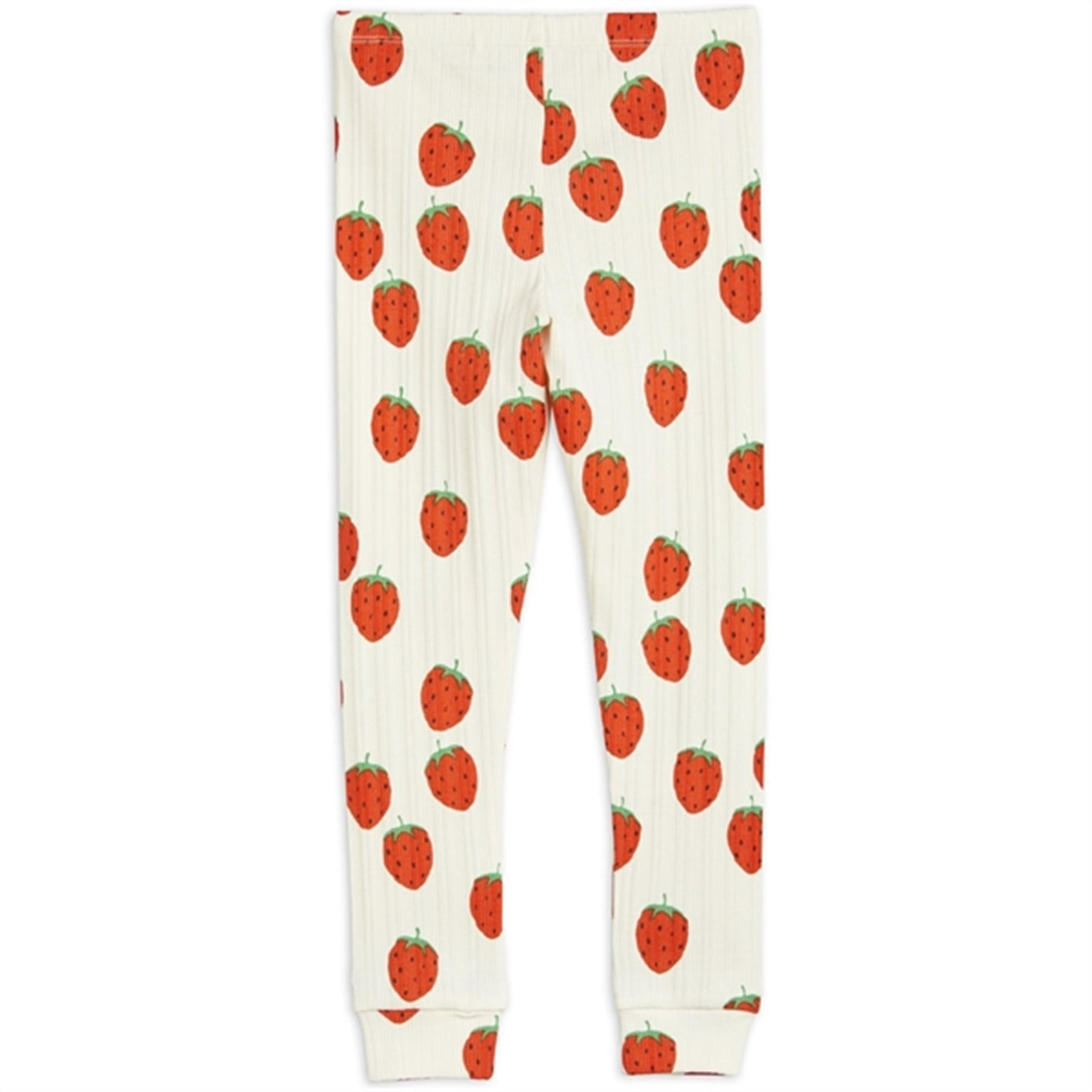 Mini Rodini Strawberries Aop Leggings Offwhite