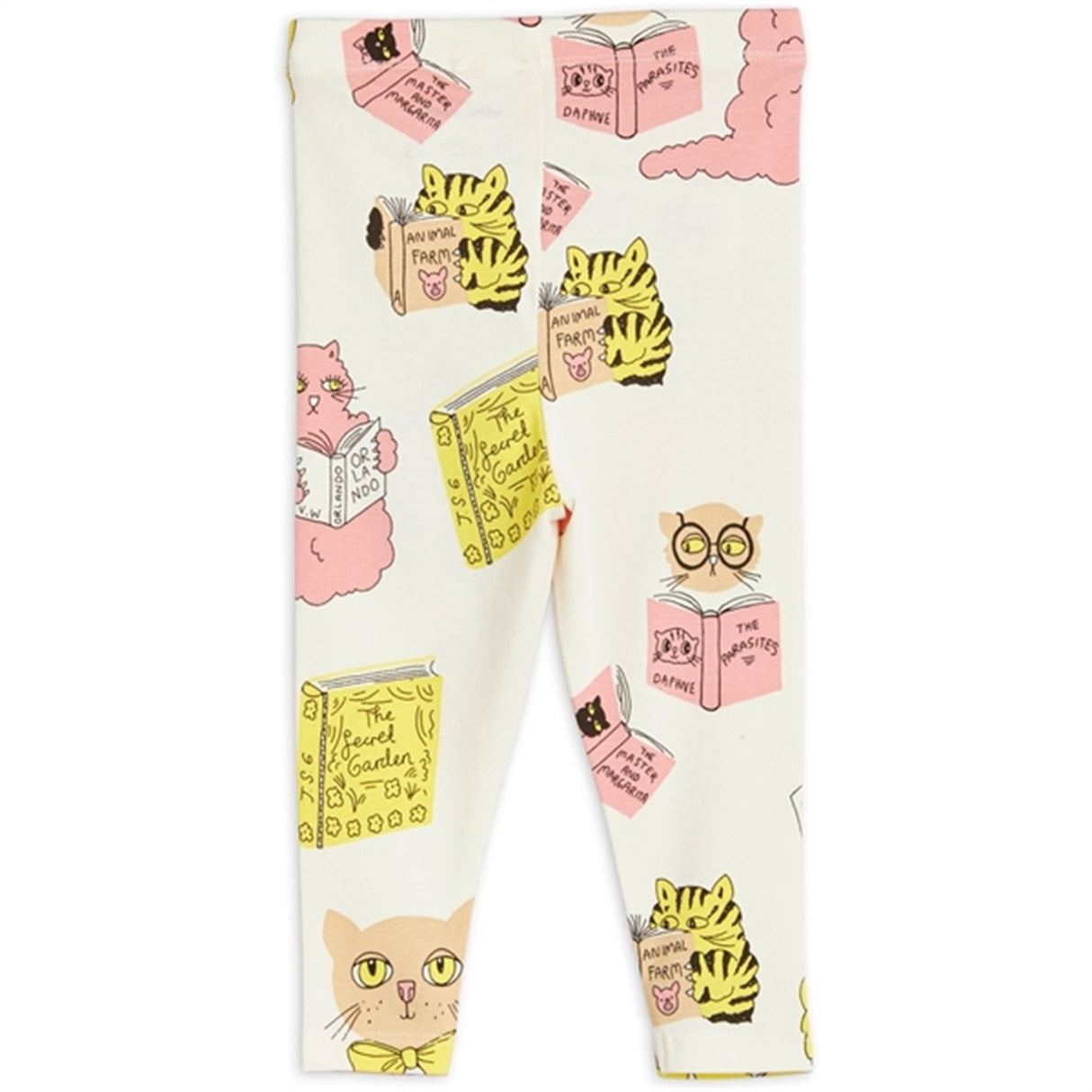 Mini Rodini Cats Aop Baby Leggings Offwhite