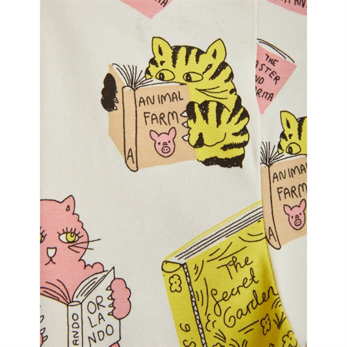 Mini Rodini Cats Aop Baby Leggings Offwhite